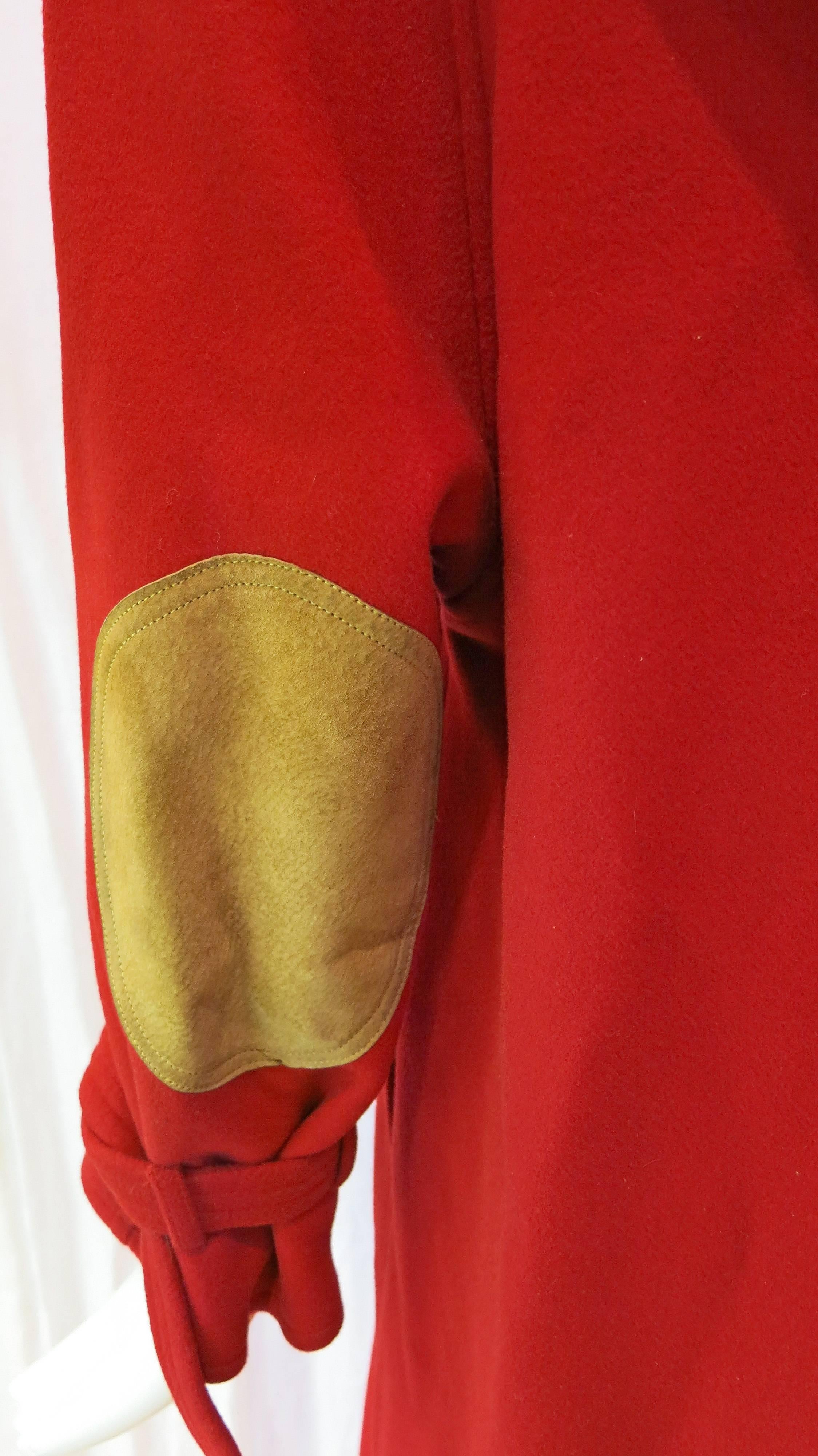 Calvin Klein Full Length Red Wool Coat For Sale 1
