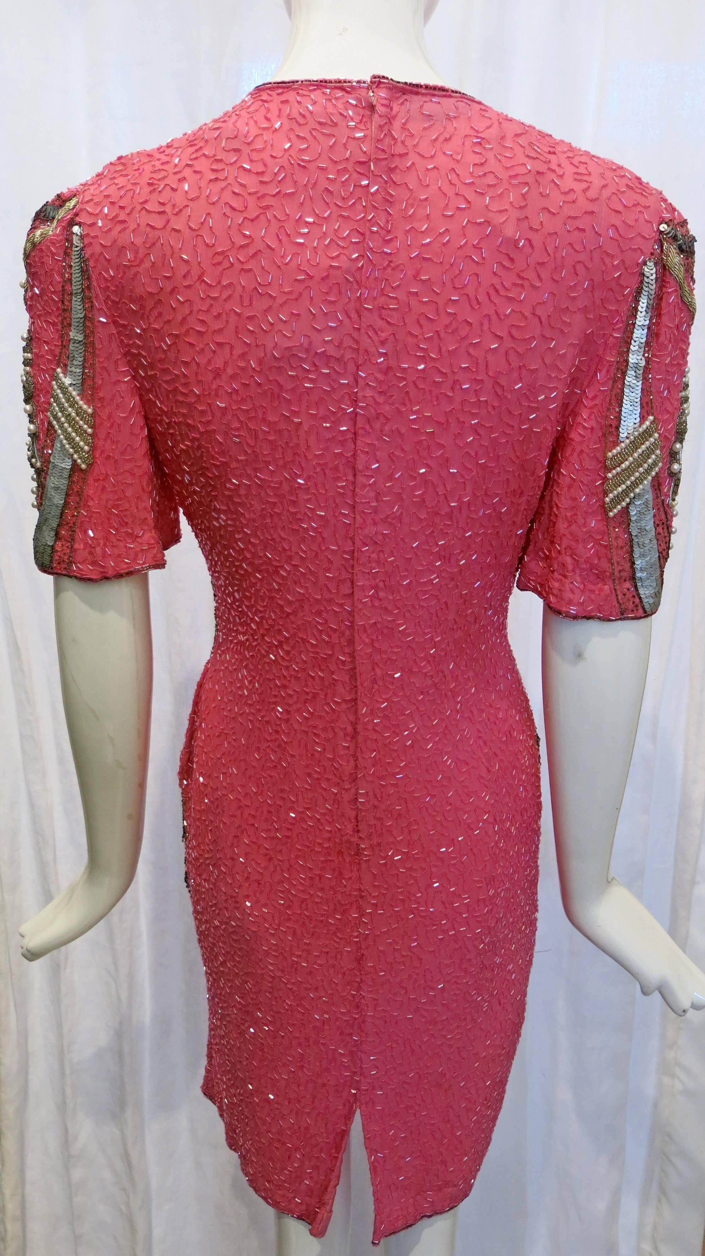 Brown 1980s Petal Pink Sequin and 