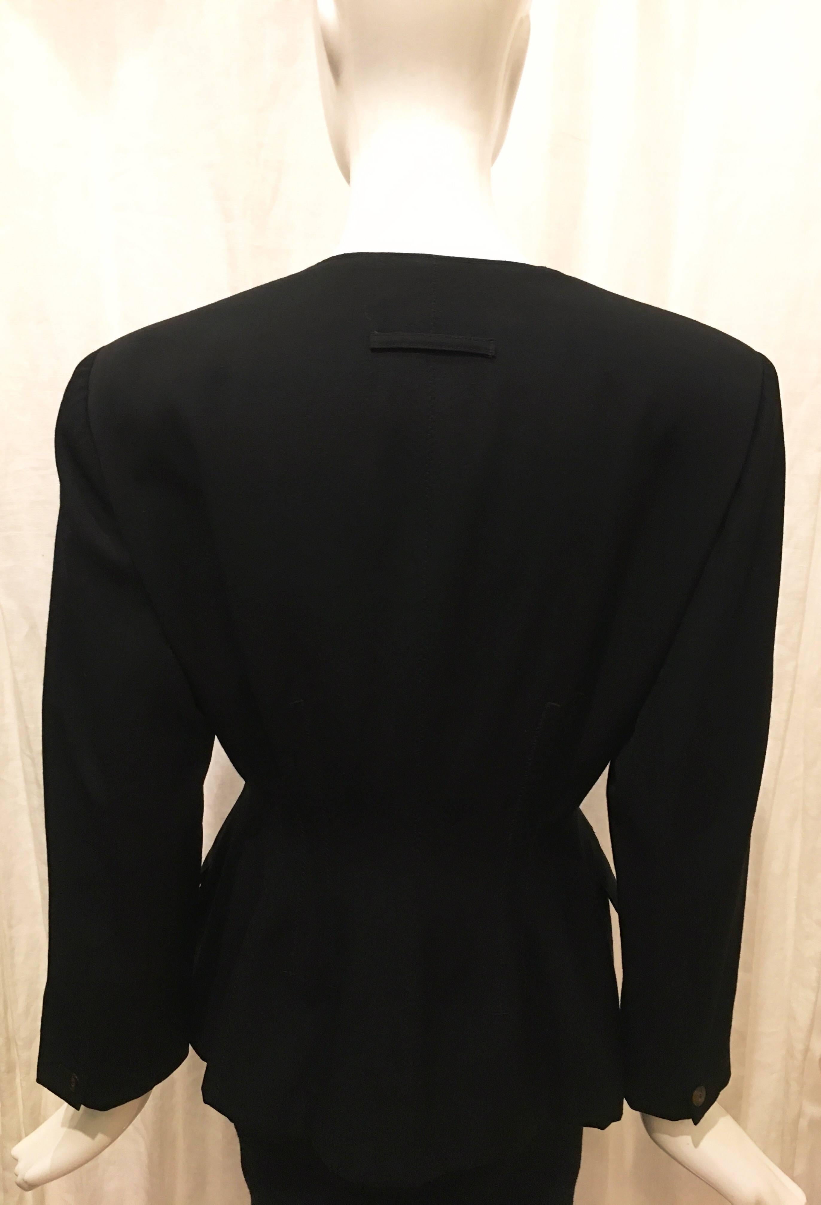 John Paul Gaultier Black Silk Lined Double Breasted Blazer In Excellent Condition For Sale In Brooklyn, NY