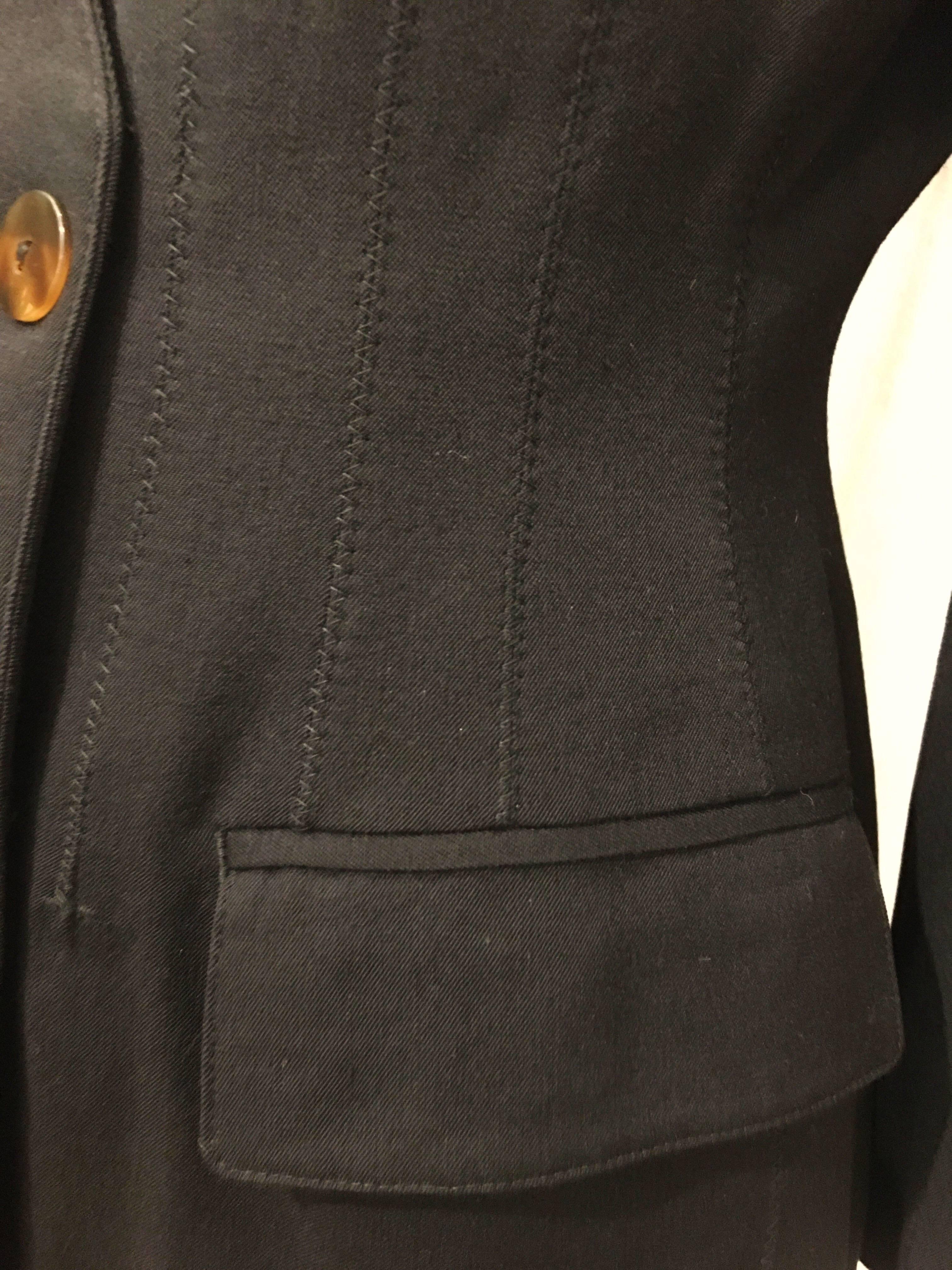 John Paul Gaultier Black Silk Lined Double Breasted Blazer For Sale 1