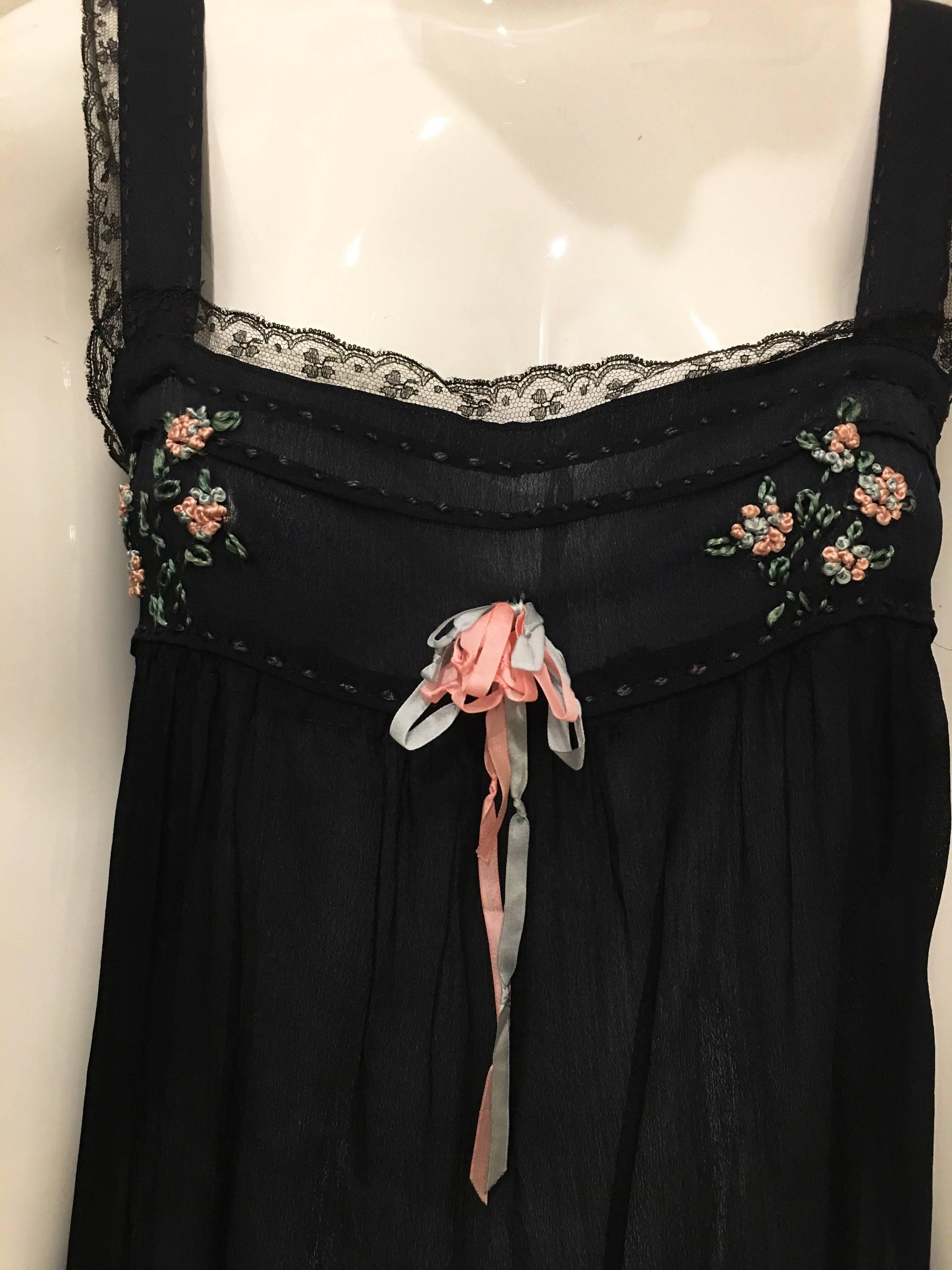 1920s Black Silk Embroidered Lingerie Romper In Excellent Condition In Brooklyn, NY