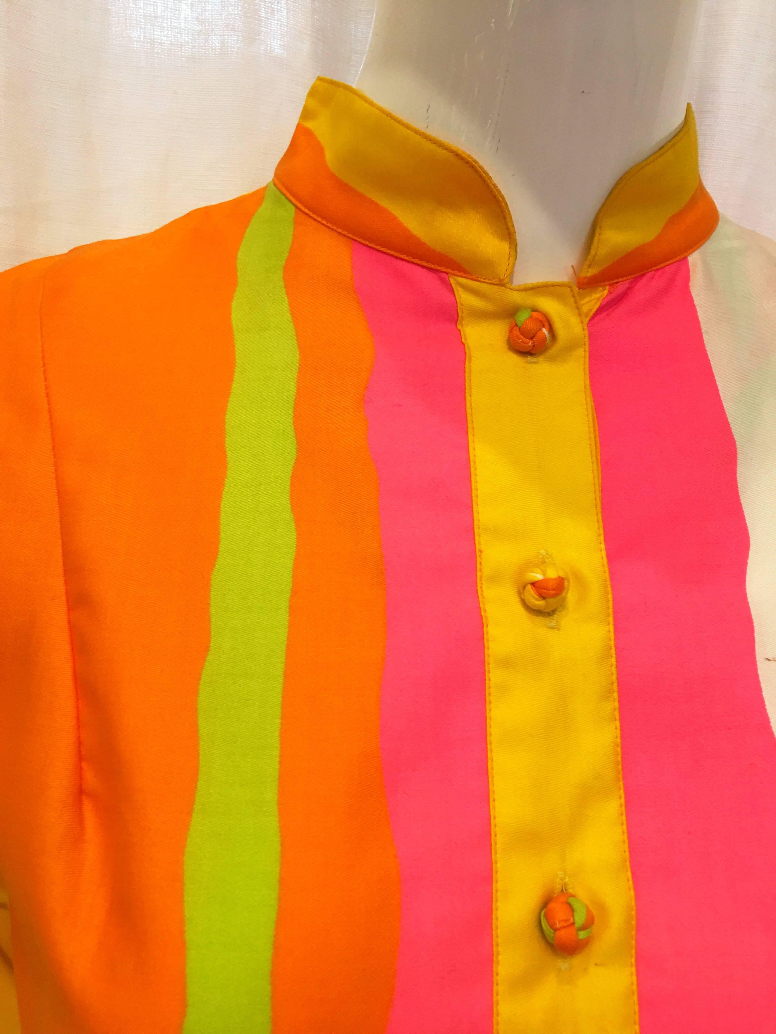 1970s Penthouse Gallery Rainbow Tunic Smock Dress In Excellent Condition For Sale In Brooklyn, NY