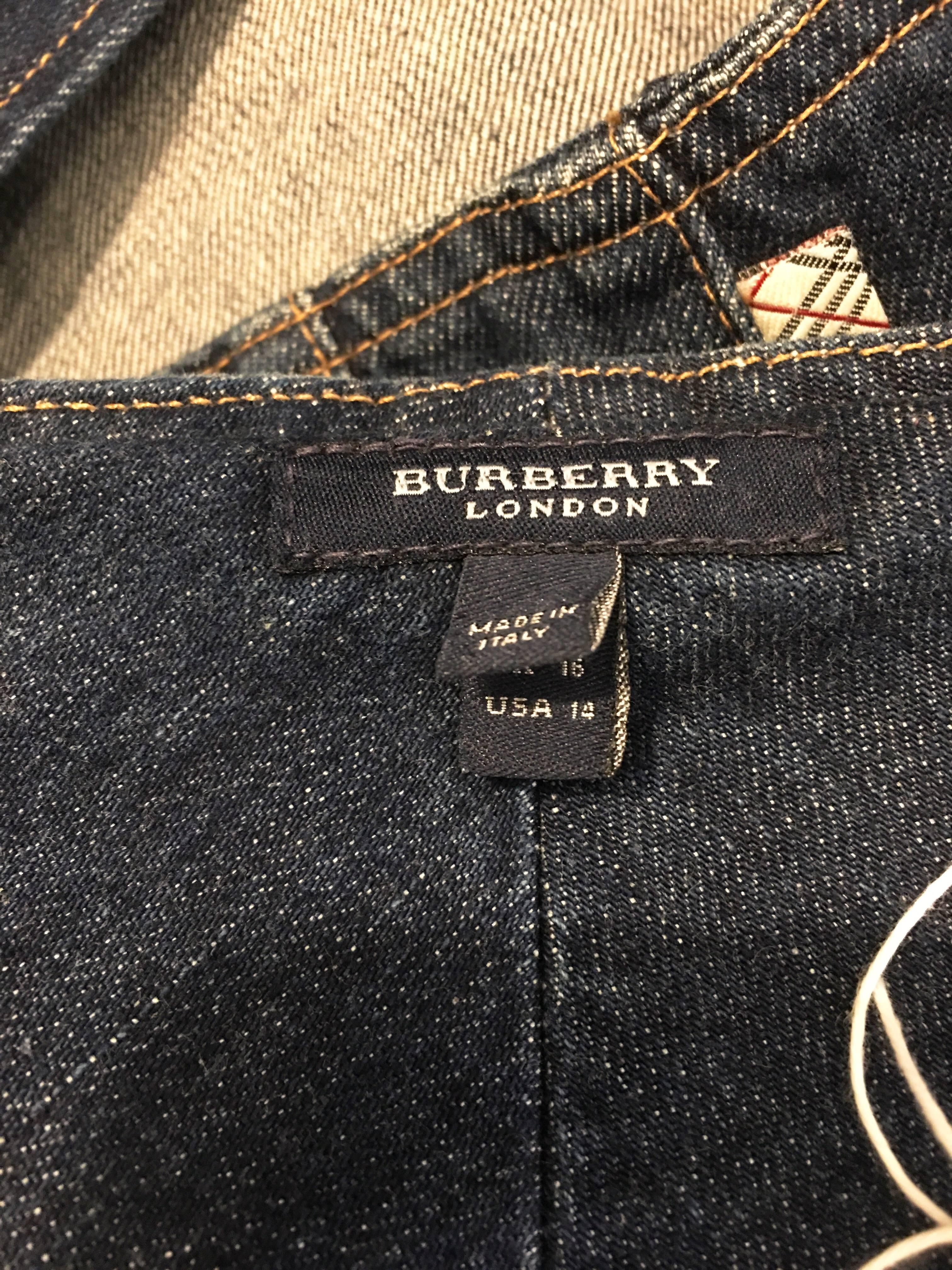Burberry Denim and Leather Skirt For Sale 1