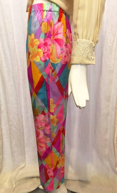 1990s Bright and Happy Silk Pants