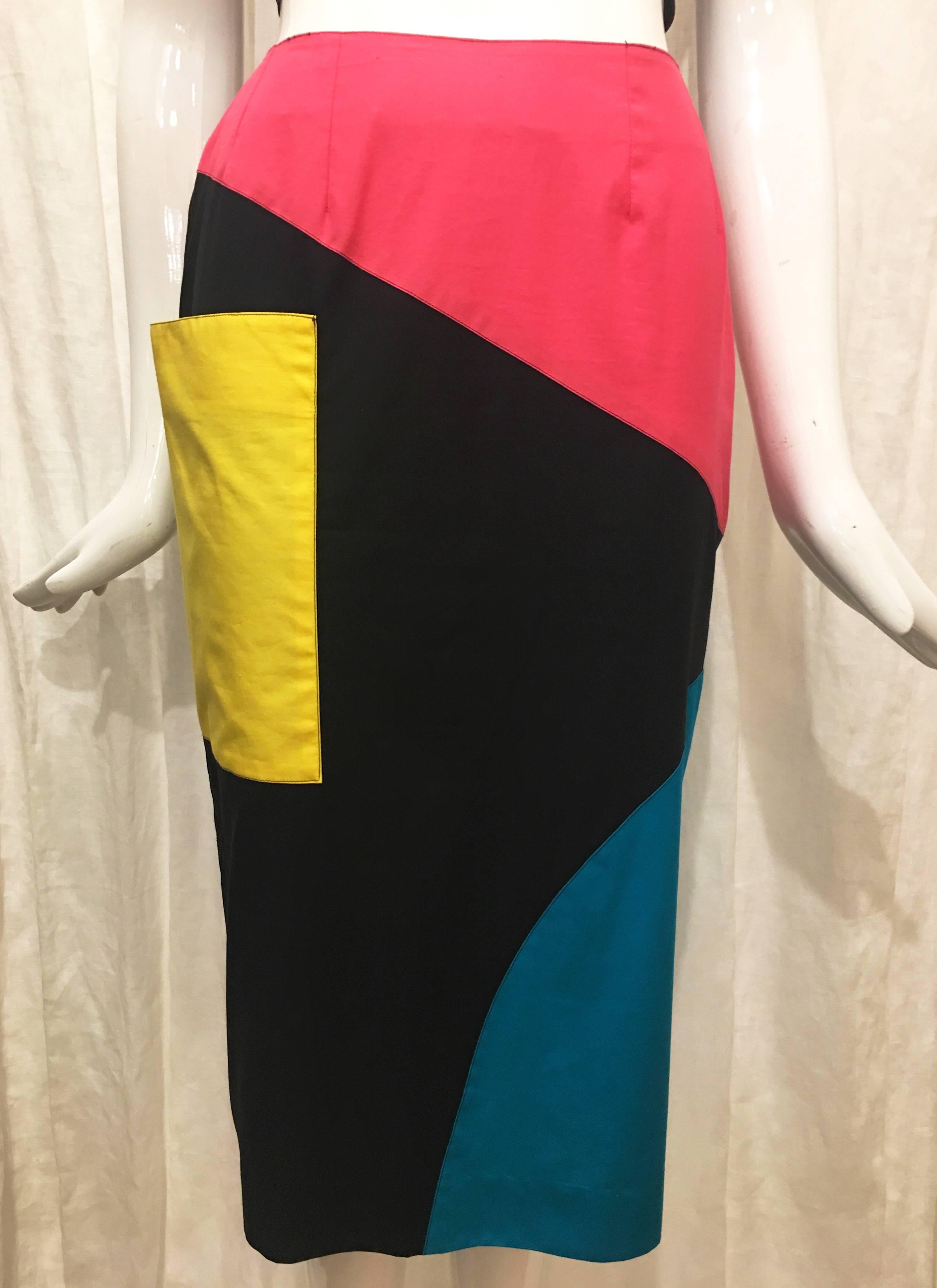 Women's or Men's Guy Laroche Black Colorblock Skirt, 1980s  For Sale