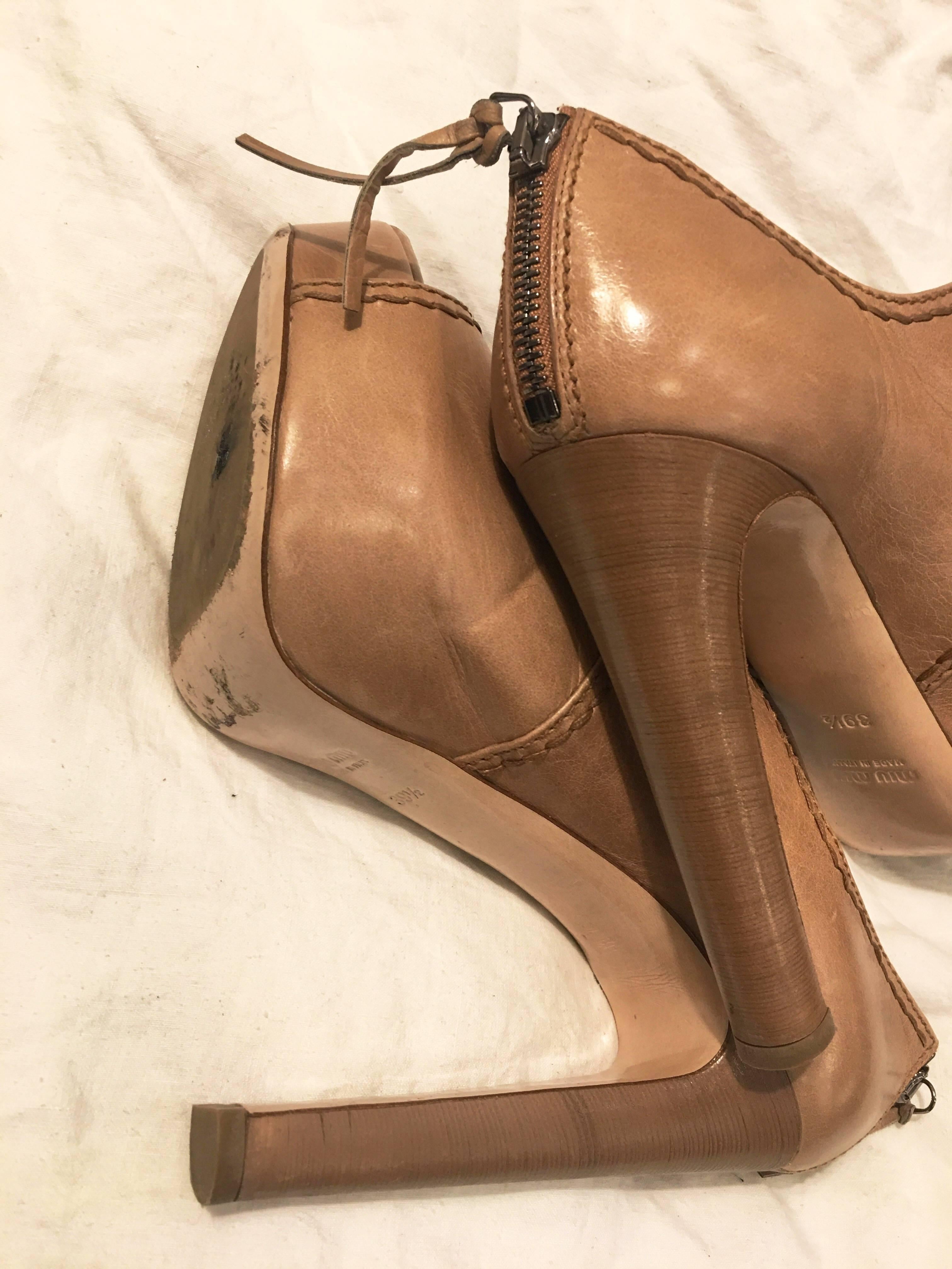 Women's Miu Miu Beige “Mary Jane” Open Toe with Bow Pumps For Sale