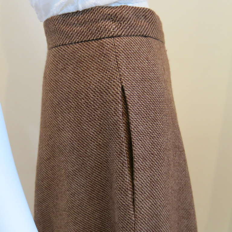 Vintage Ralph Lauren Purple Label Brown Wool Gaberdine Circle Skirt at