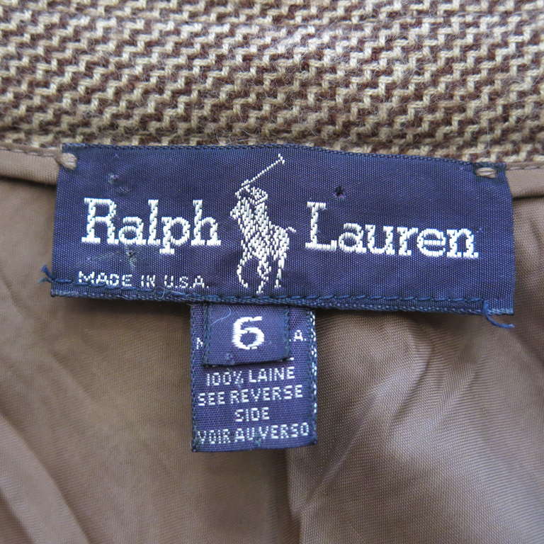 Women's Vintage Ralph Lauren Purple Label Brown Wool Gaberdine Circle Skirt