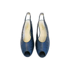 Bottega Veneta Navy Peep Toe Sling Back Sandals Size 9B