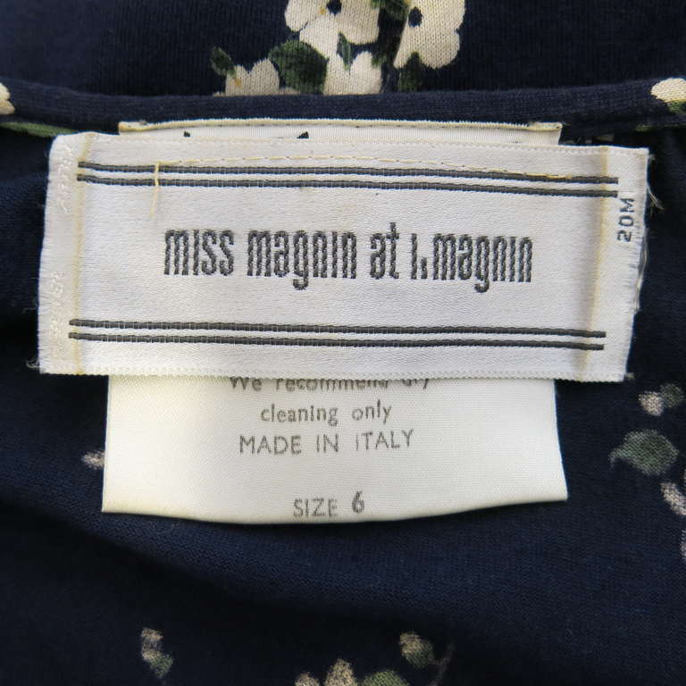 1970s Diane von Furstenberg Cotton Mini Floral Print Jersey Dress 2