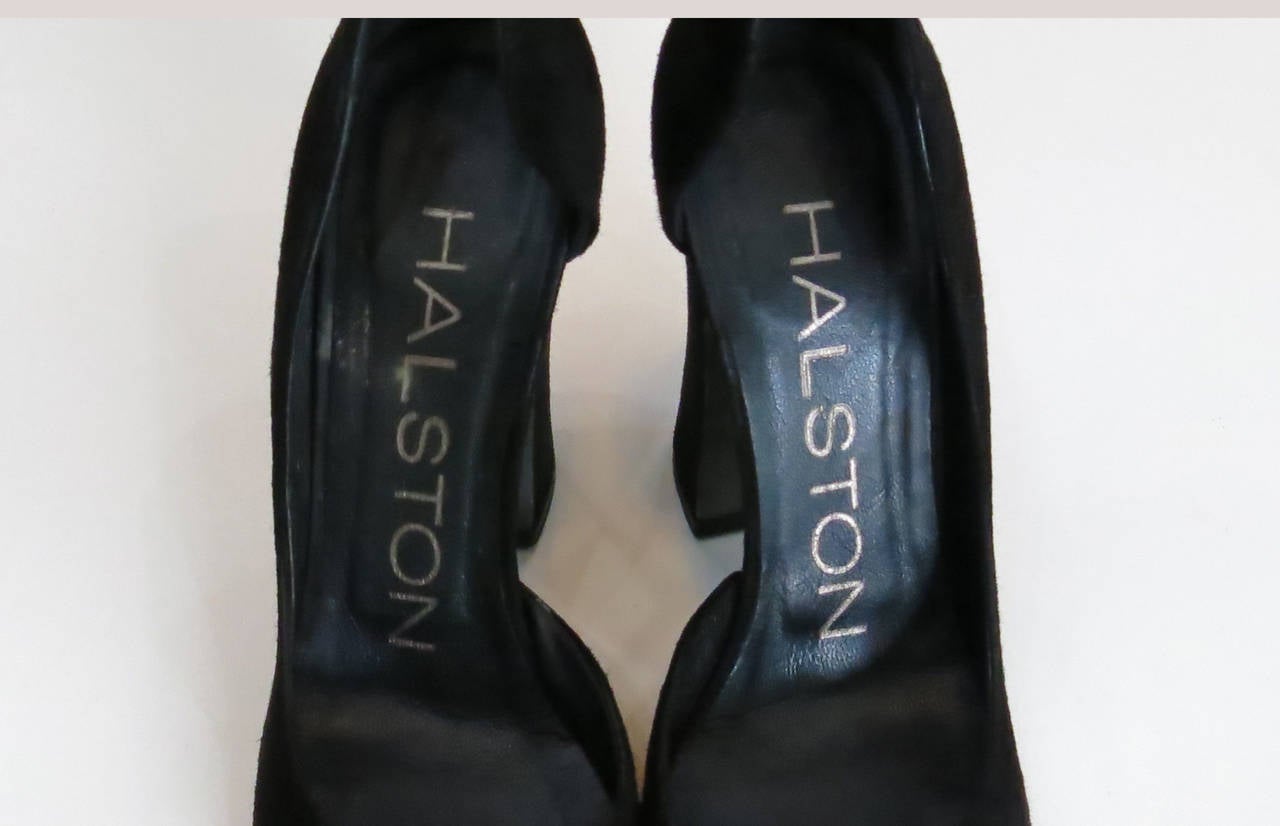 Women's HALSTON 1970s Black Suede Heels