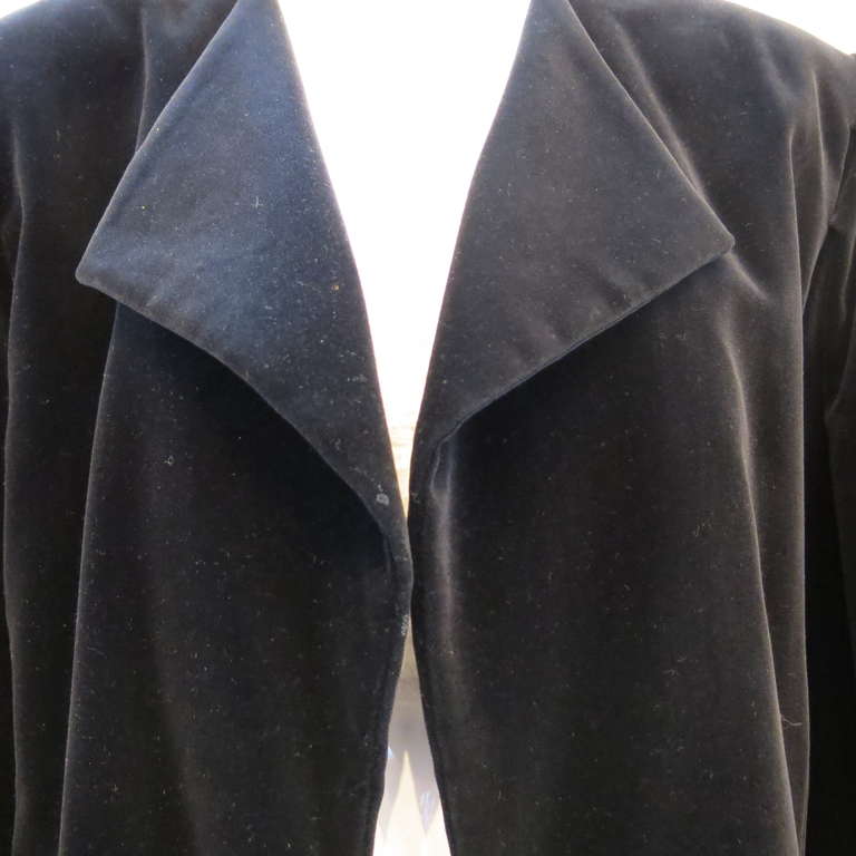 1980s Marimekko Black 100% Cotton Velour Cropped Jacket 1