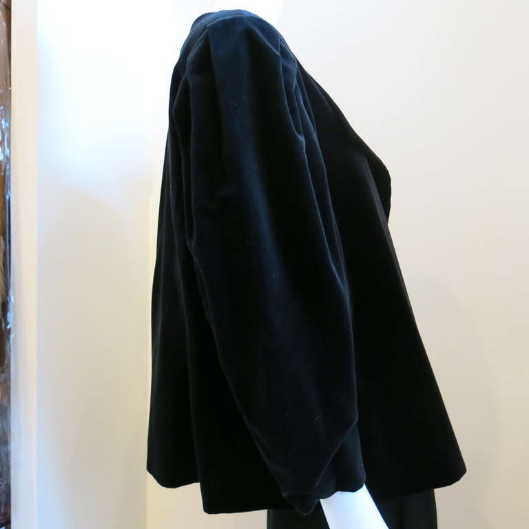 Women's 1980s Marimekko Black 100% Cotton Velour Cropped Jacket