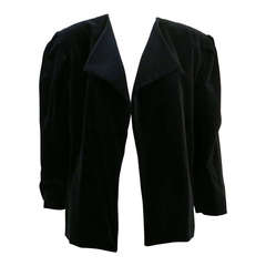 1980s Marimekko Black 100% Cotton Velour Cropped Jacket