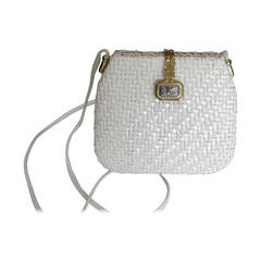 1970s Courreges White Raffia Purse