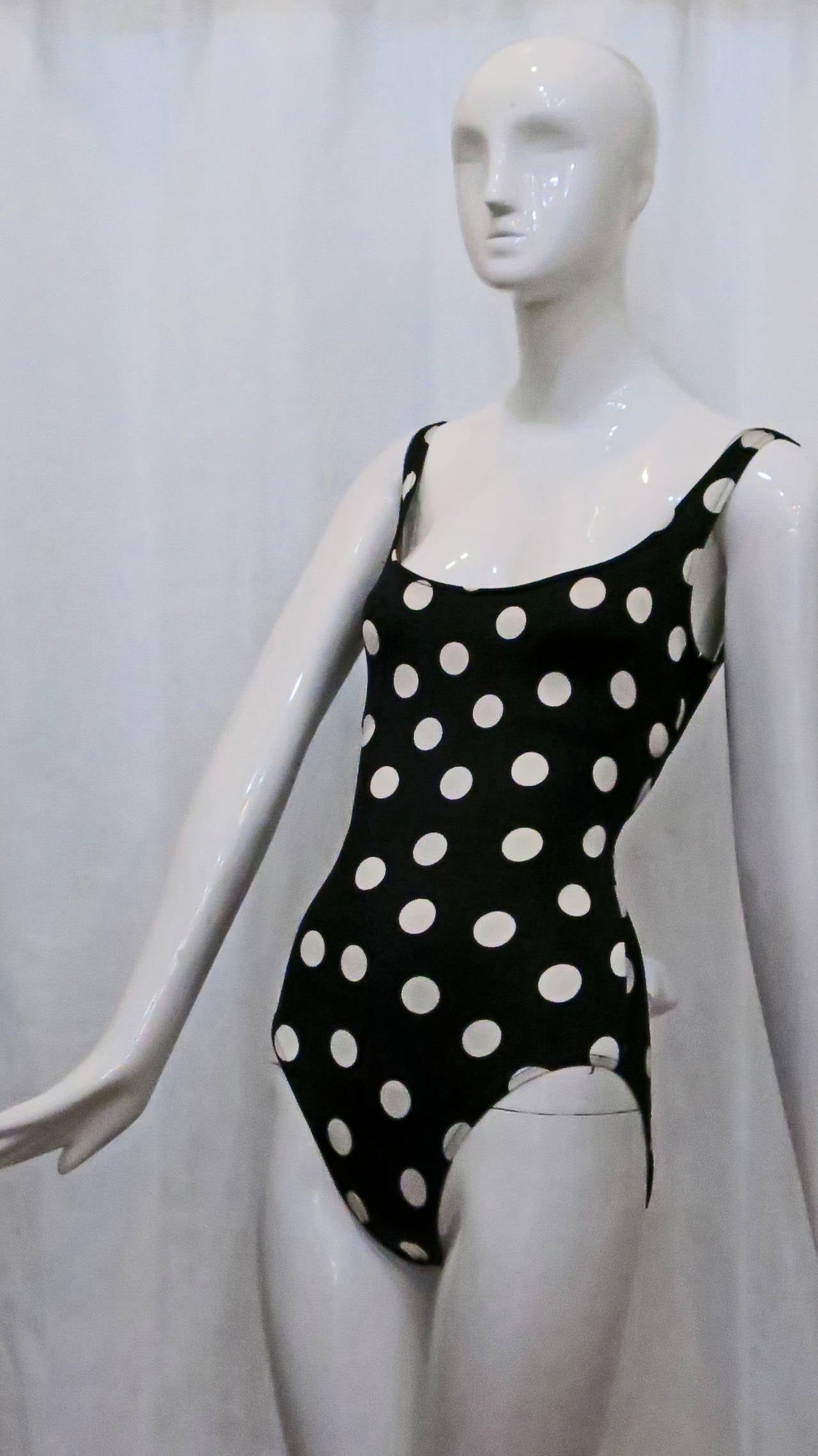 1980s Bill Blass Polka Dot Bathing Suit at 1stDibs