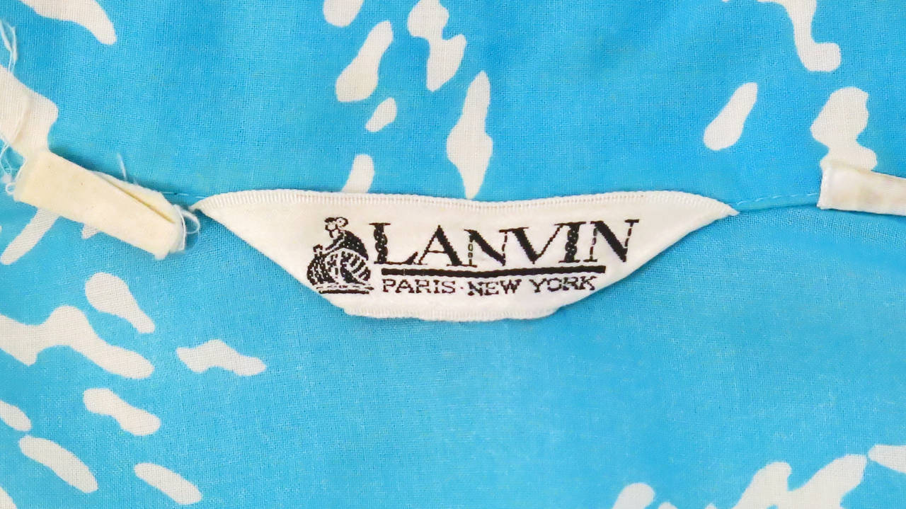 1960s Lanvin Turquoise Cotton Blouse 1