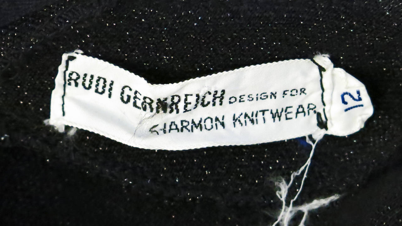 1970s Rudi Gernreich Shimmering Black Knit Dress For Sale 2