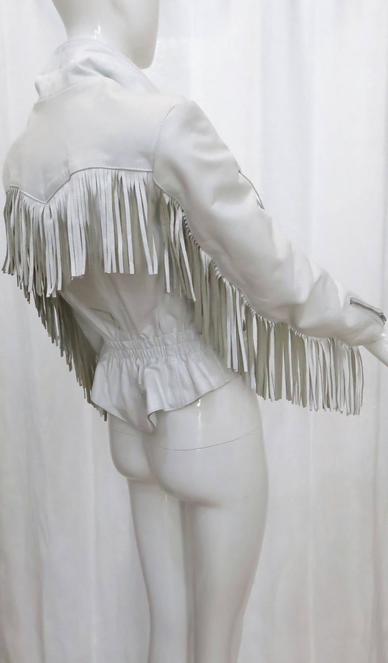 80s white leather fringe jacket