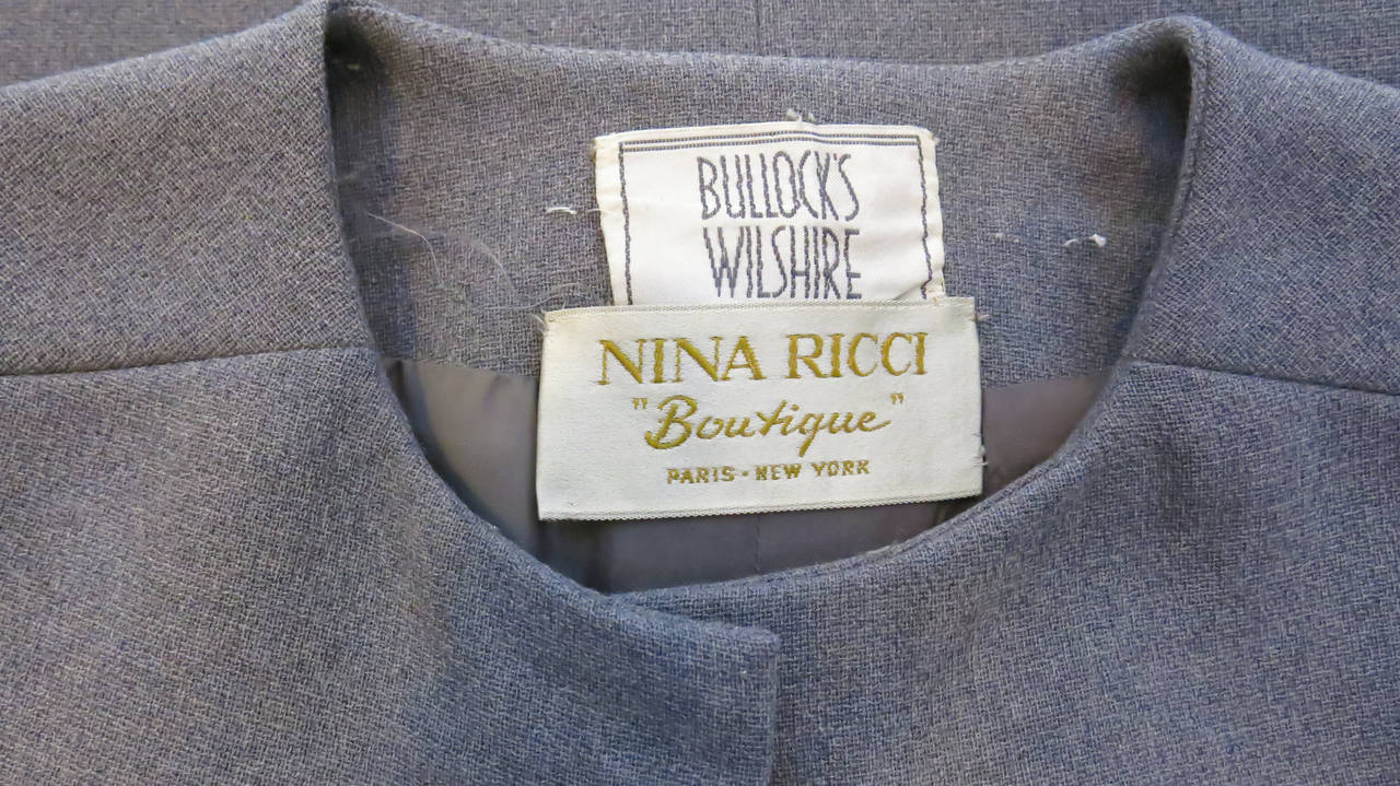 1960s Nina Ricci Grey Sculptural Wool Coat Dress 1