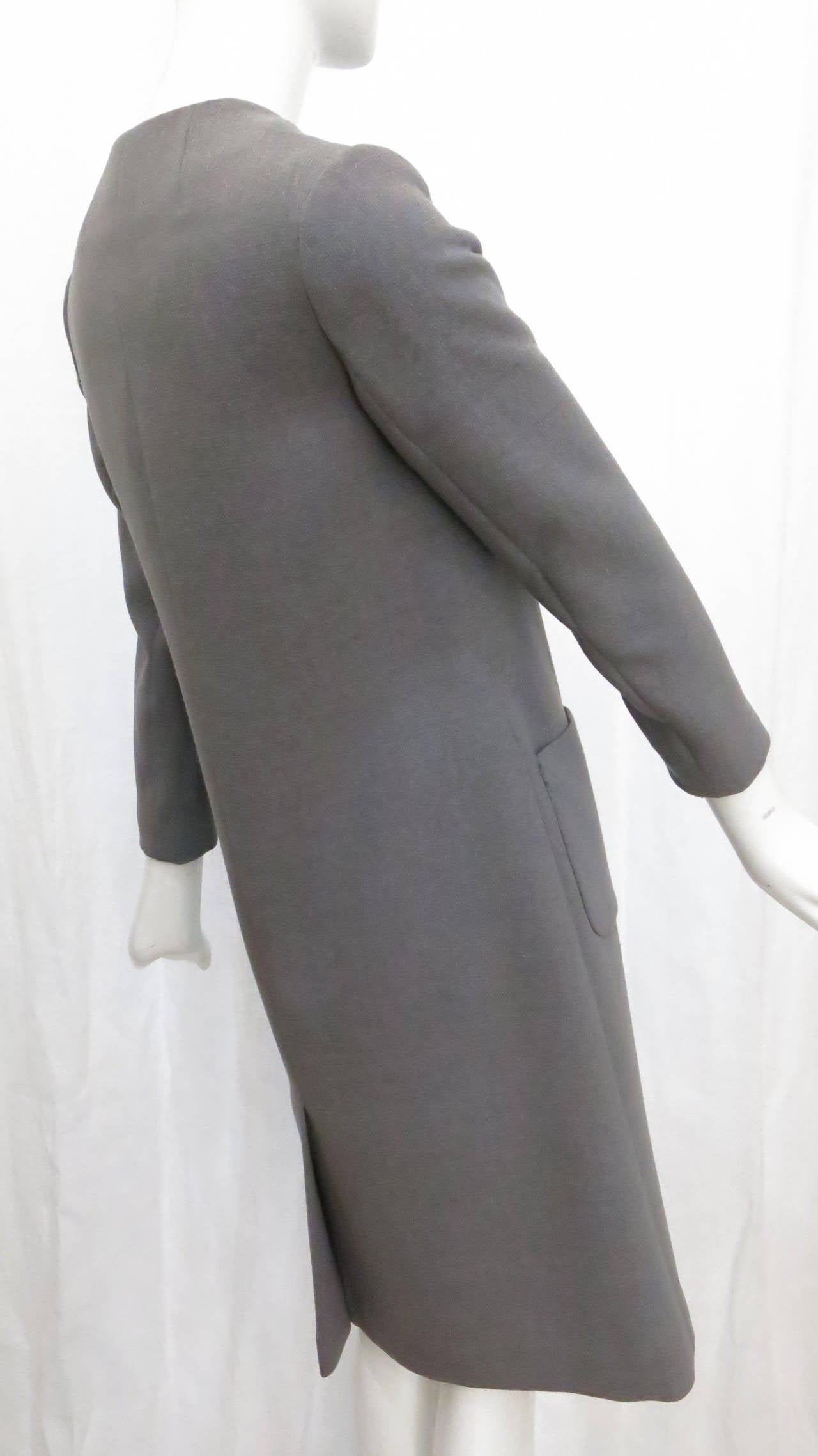 1960s Nina Ricci Grey Sculptural Wool Coat Dress In Excellent Condition In Brooklyn, NY