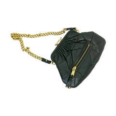 Marc Jacobs Black Leather Quilted Clasp Purse with Gold Chain