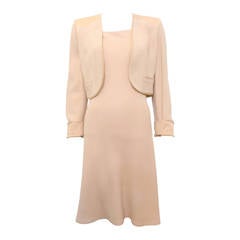 1980s Sonia Rykiel Rose Beige Dress and Bolero Ensemble