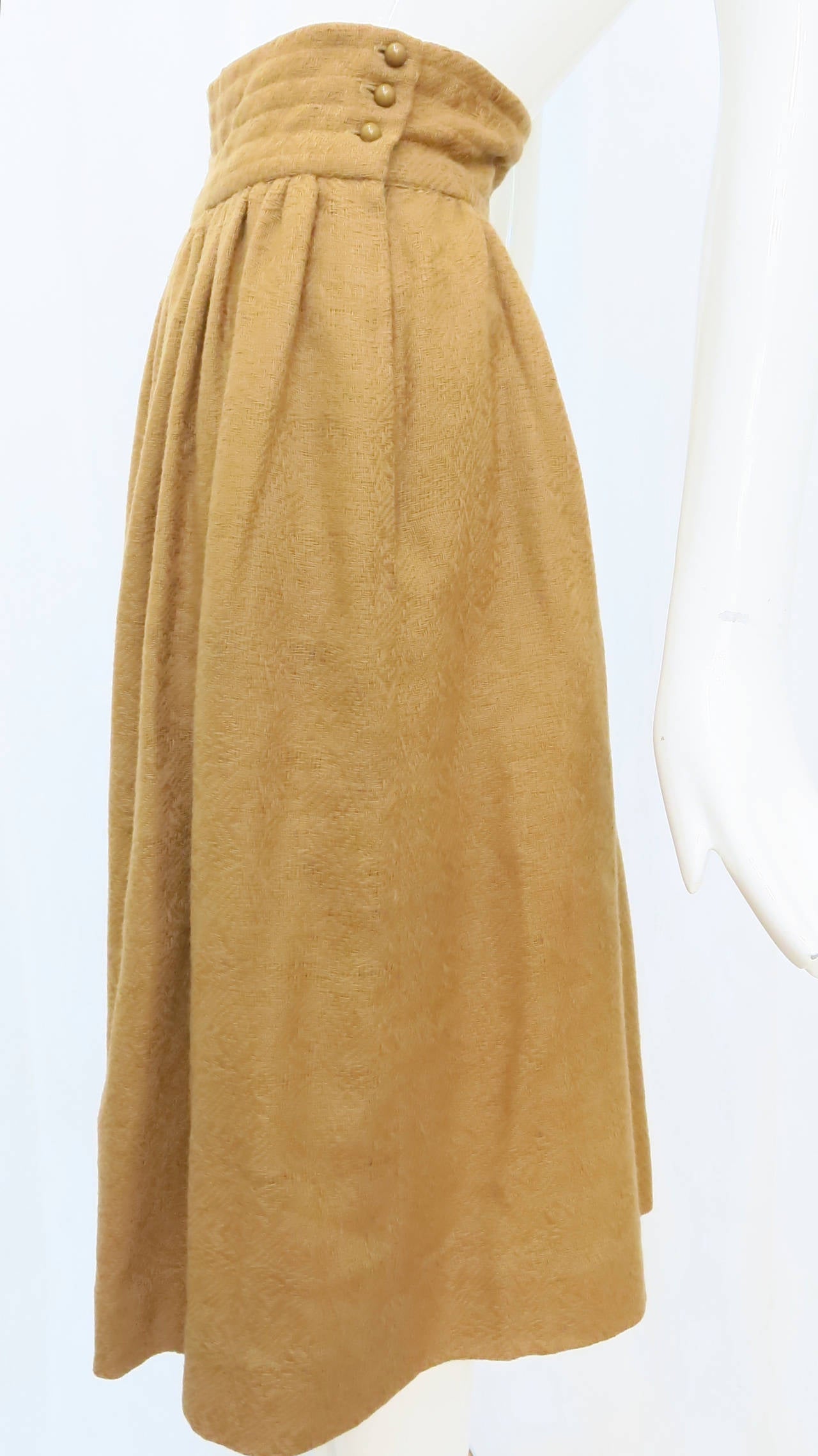 Beige Valentino Camel Maxi Skirt with Banded Waist, 1980s  For Sale