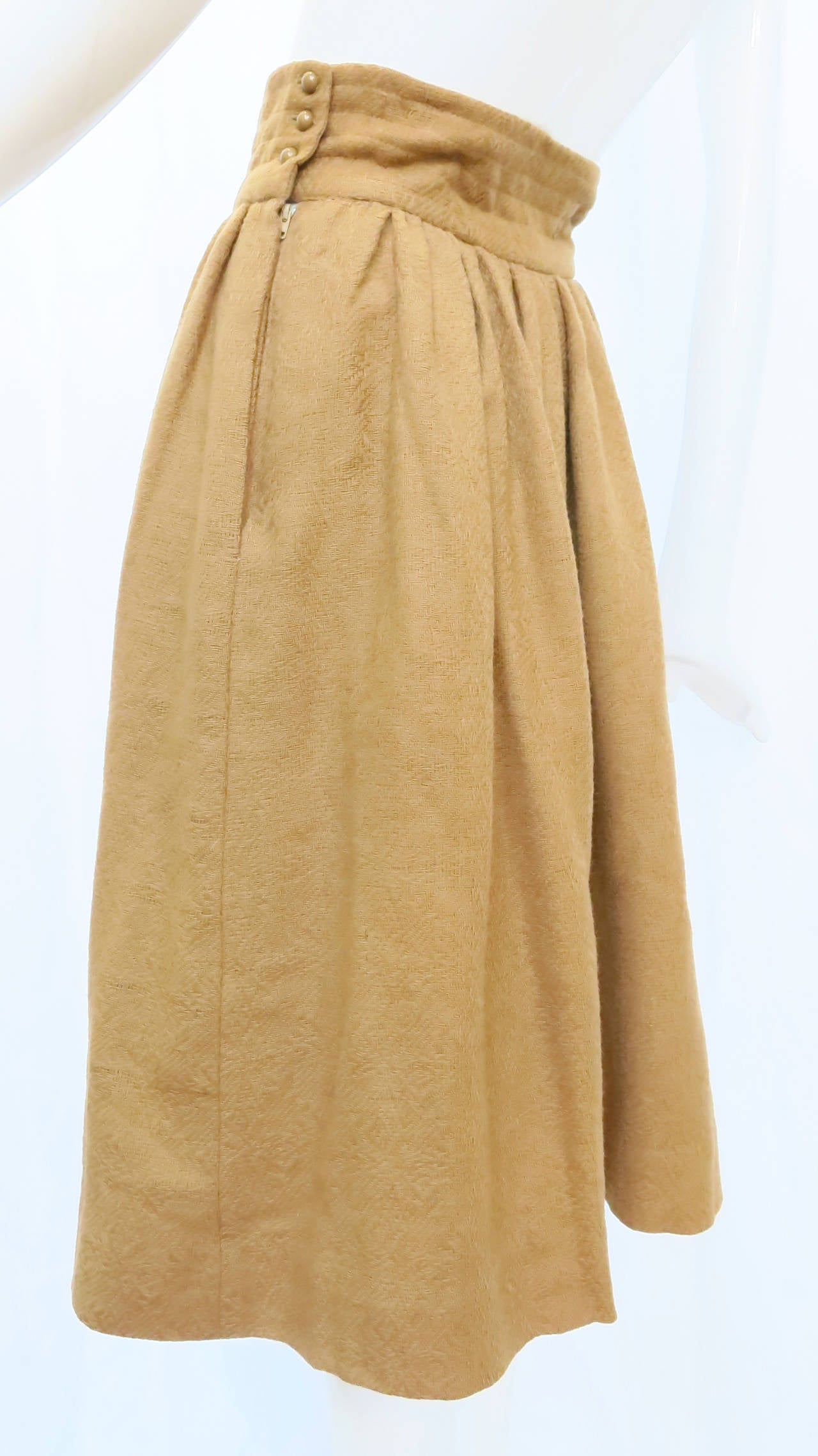 Women's Valentino Camel Maxi Skirt with Banded Waist, 1980s  For Sale