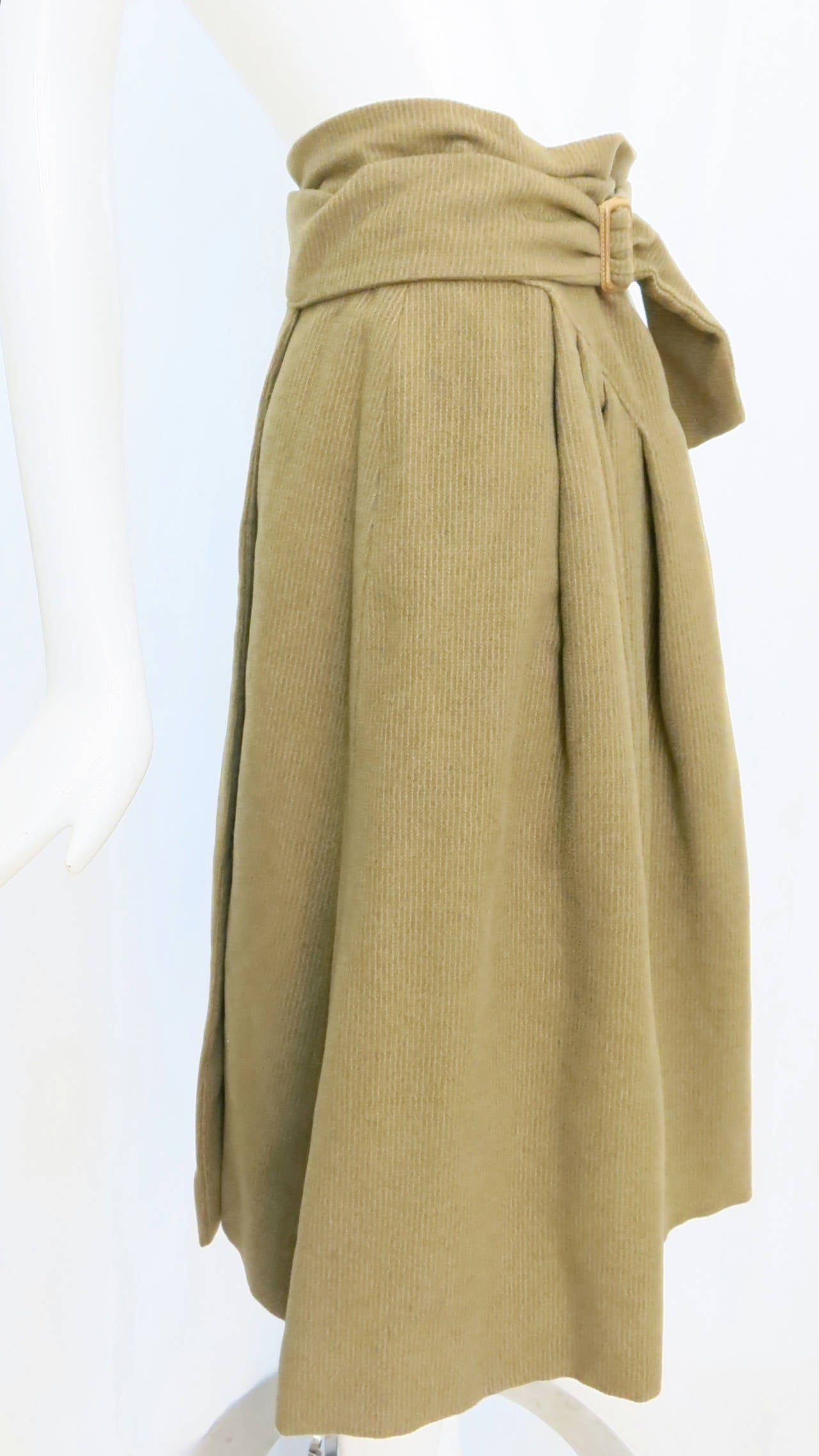 1980s Giorgio Armani Corduroy Wrap Skirt with Belt In Good Condition In Brooklyn, NY