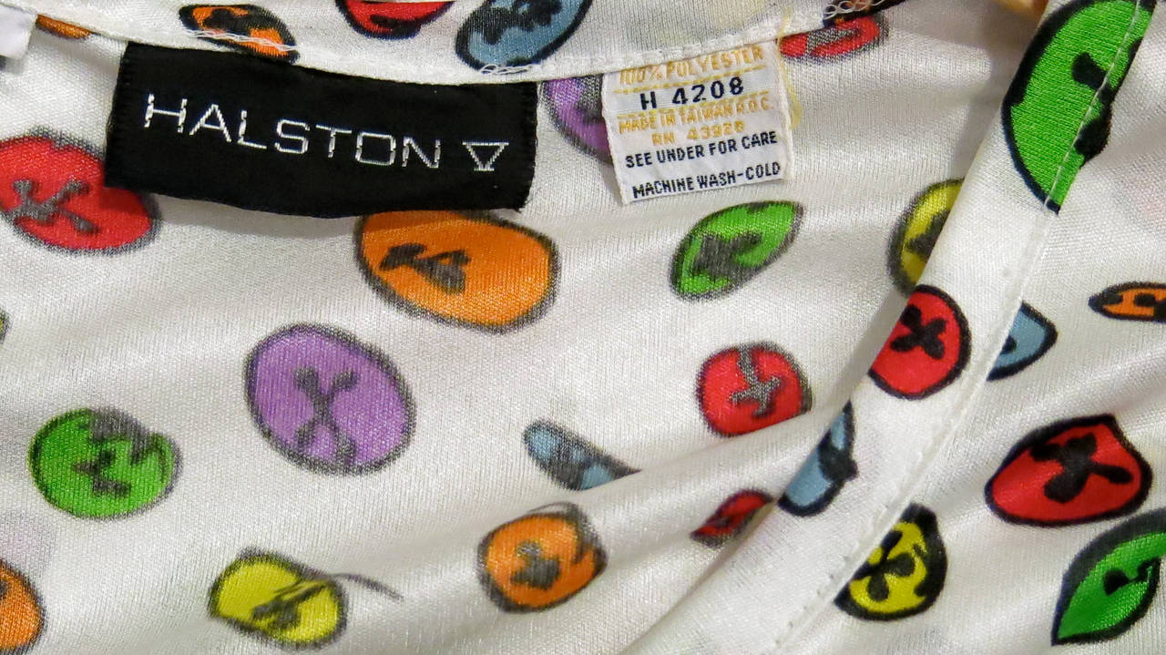 Halston White Button Print Blouse And Skirt Set 3