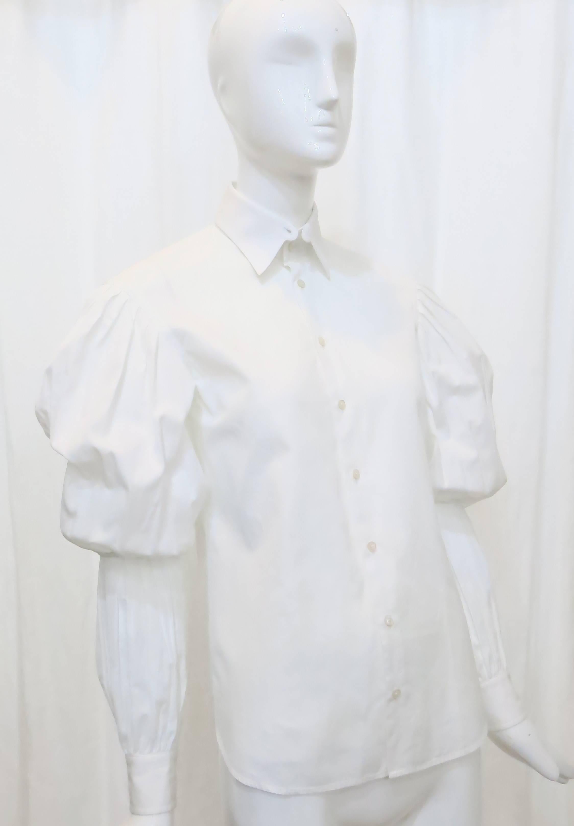 Ralph Lauren Purple Label White Blouse with Gigot Sleeves 1