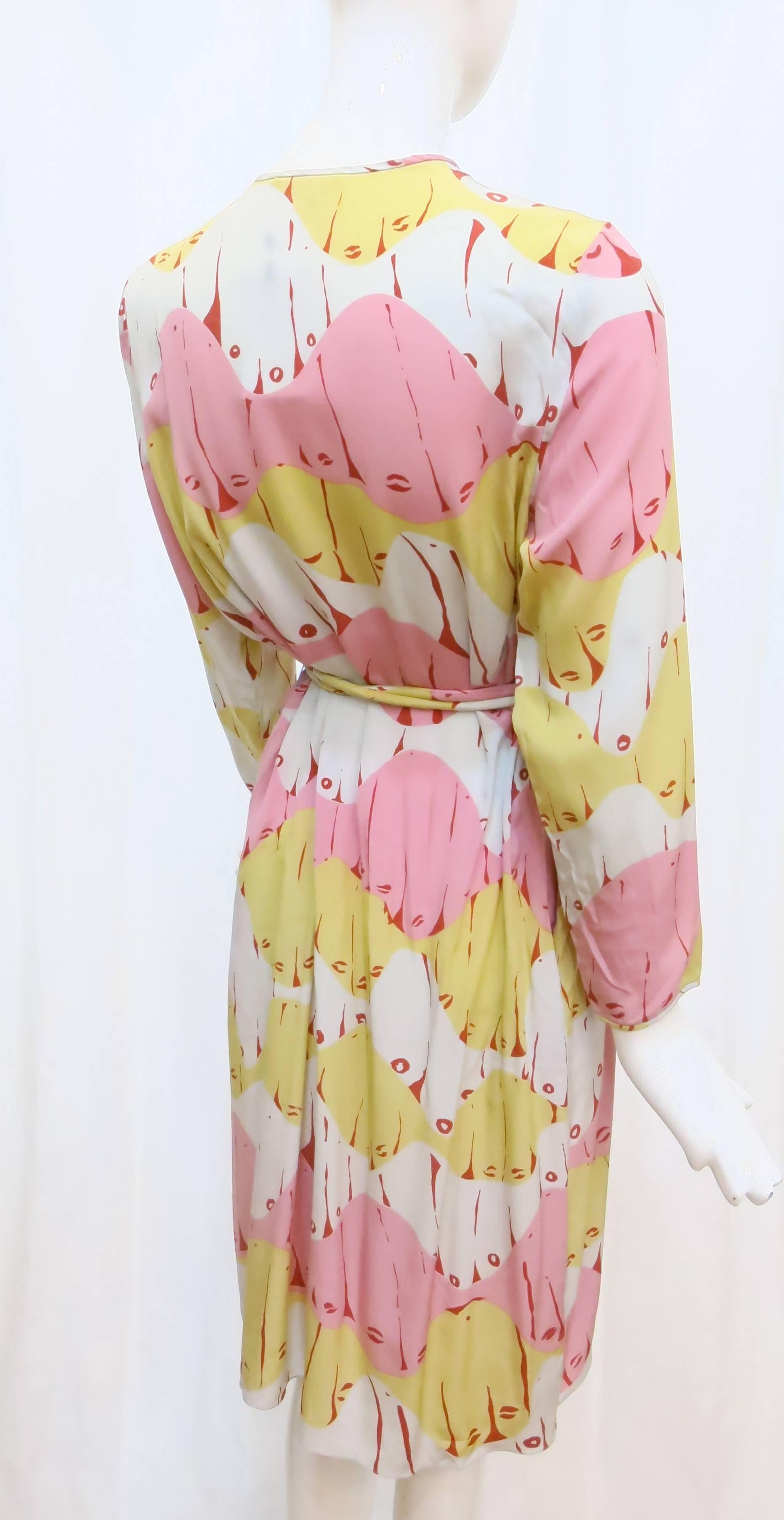 1980s Mary McFadden Abstract Silk Wrap Dress In Good Condition In Brooklyn, NY