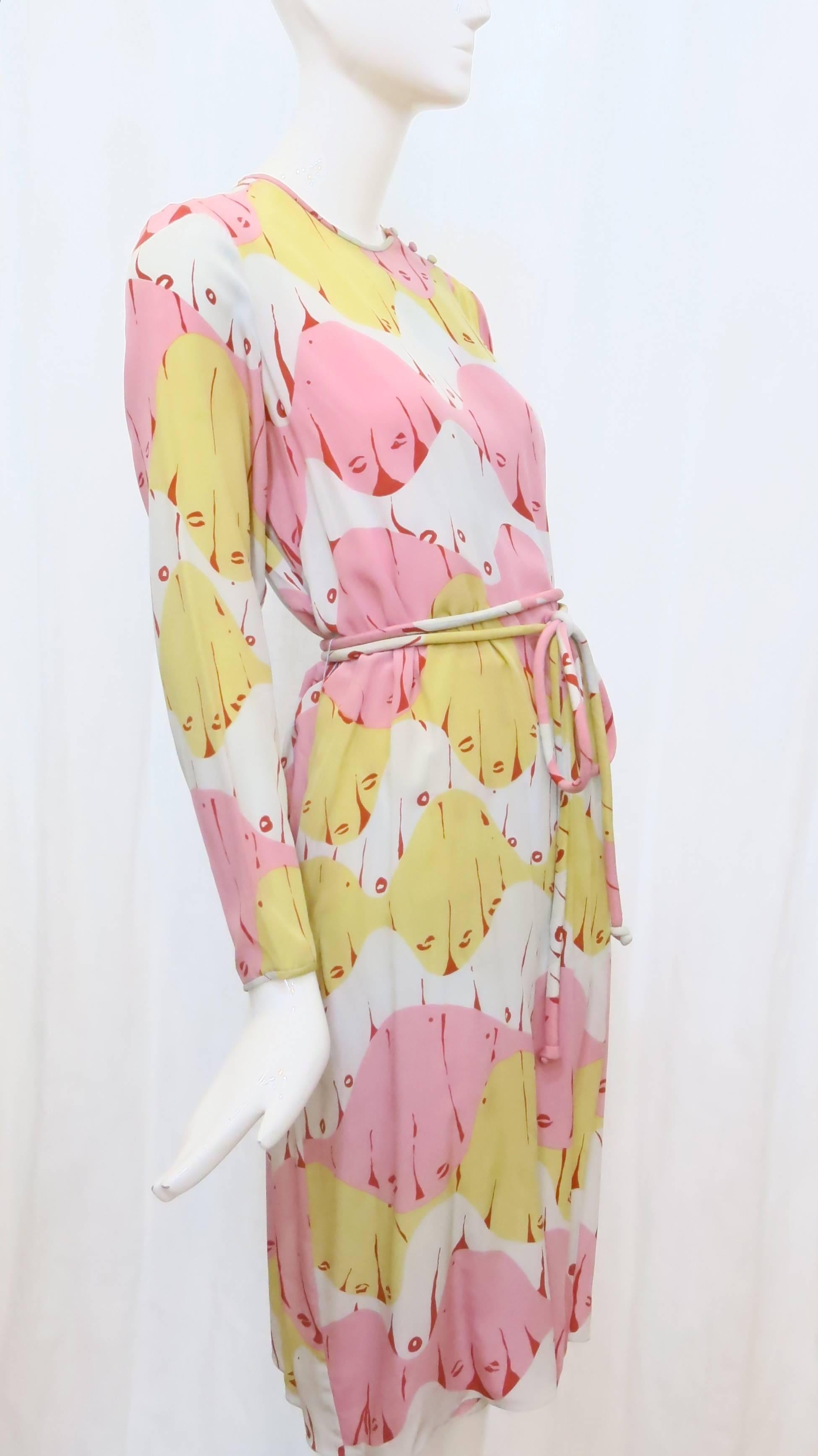 Women's 1980s Mary McFadden Abstract Silk Wrap Dress