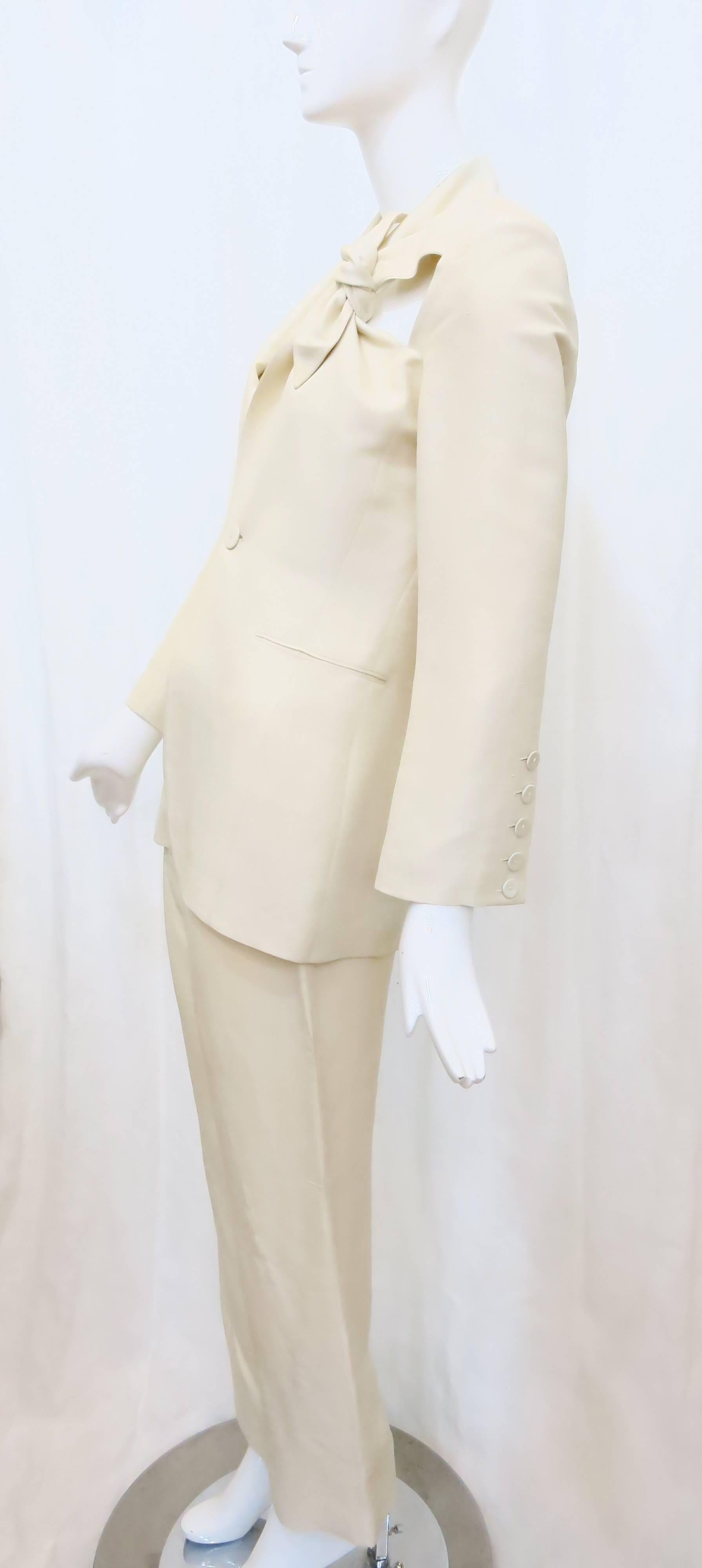 Beige 1990s Jean Paul Gaultier Femme Cream Cut-Out Suit