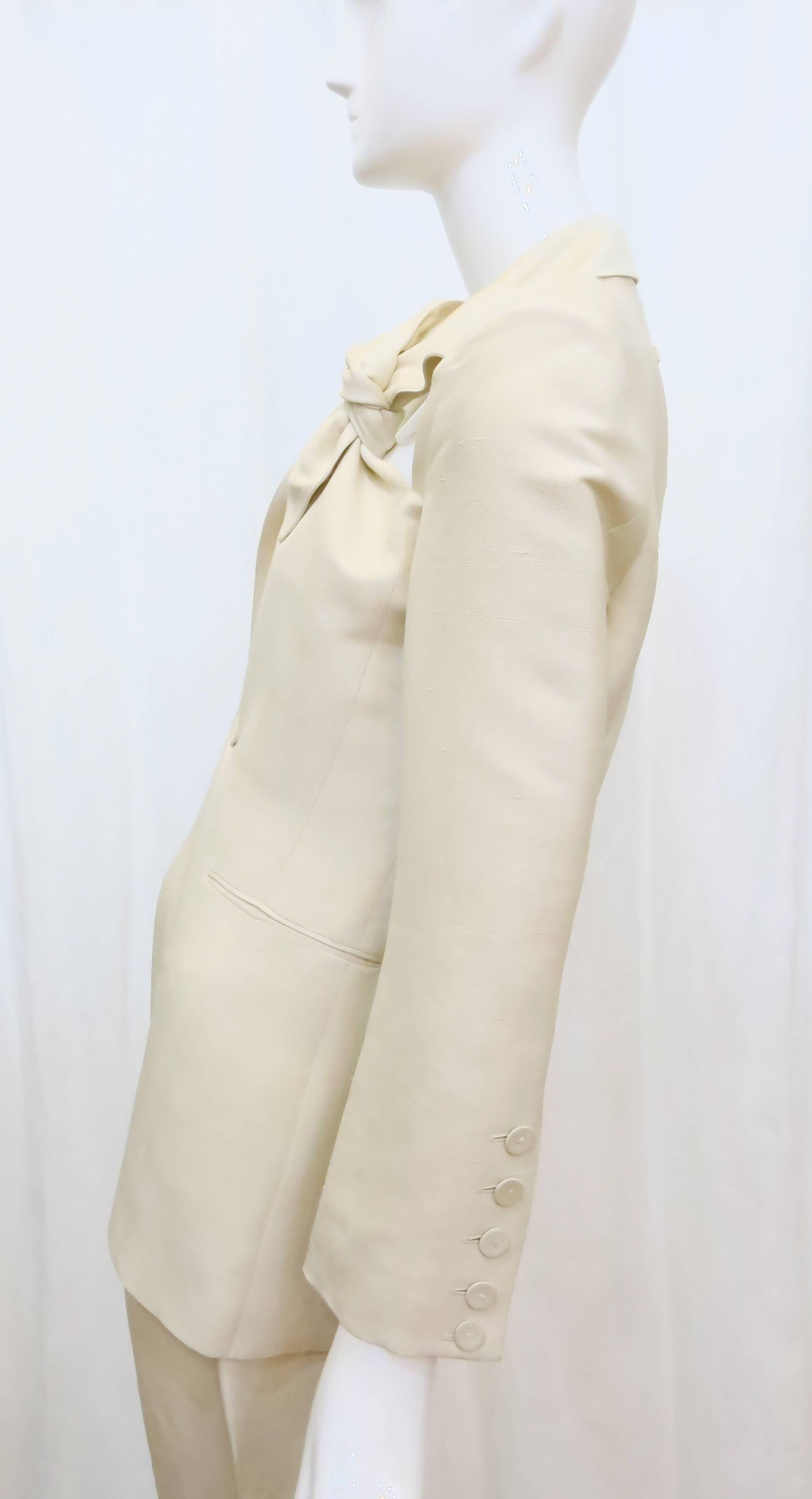 1990s Jean Paul Gaultier Femme Cream Cut-Out Suit In Excellent Condition In Brooklyn, NY
