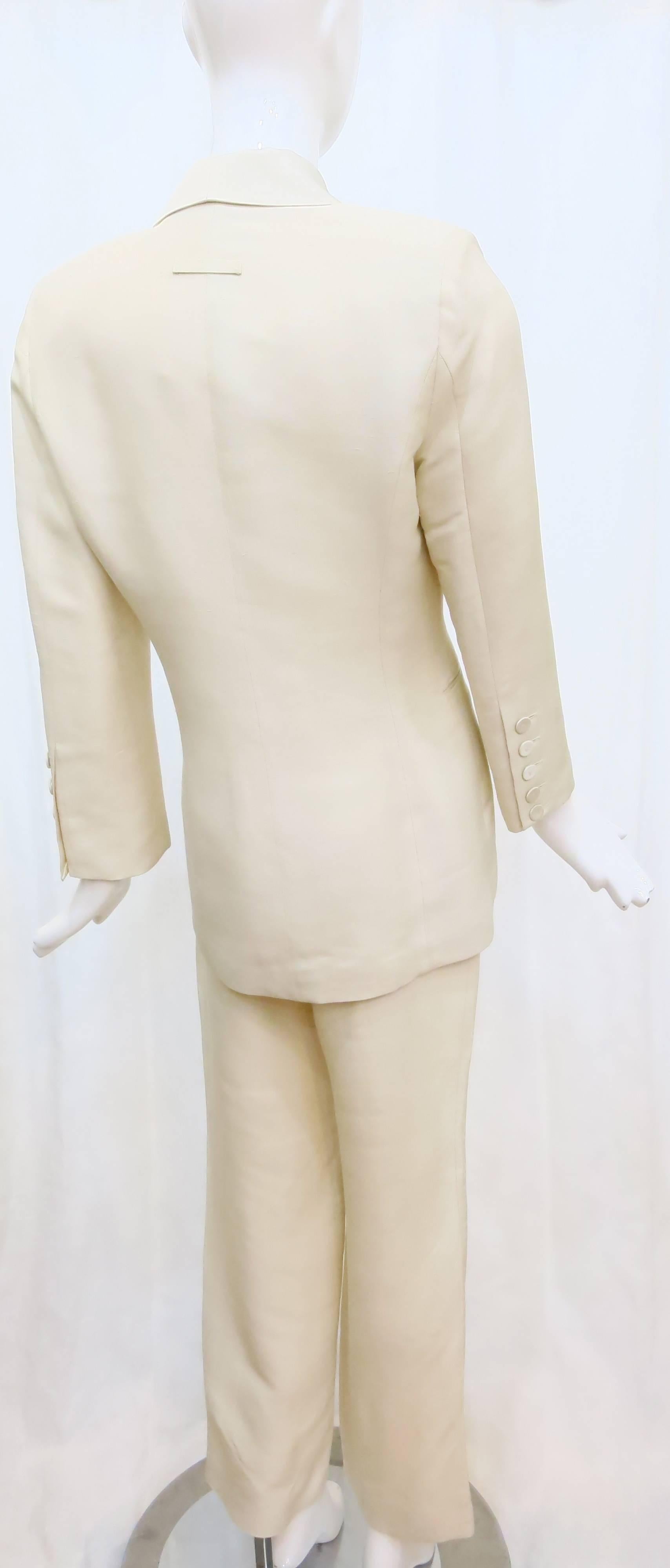 1990s Jean Paul Gaultier Femme Cream Cut-Out Suit 1