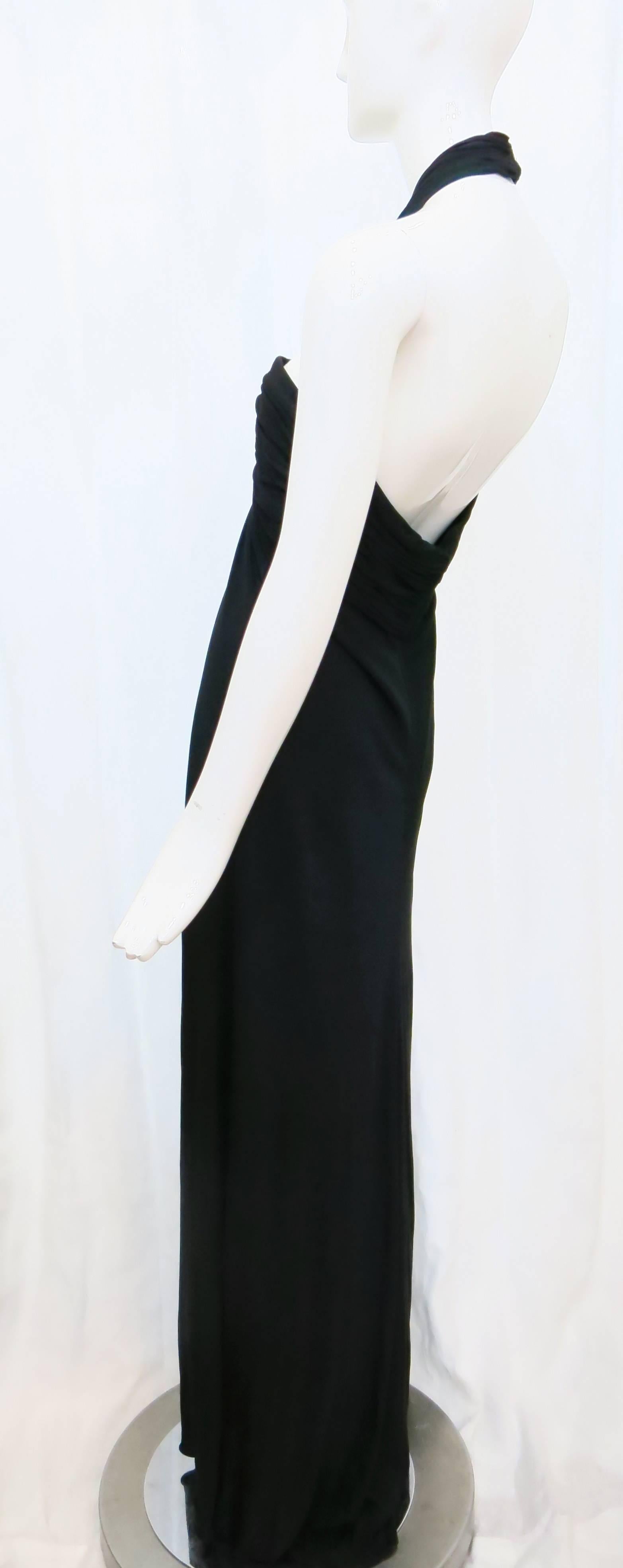 1970s Bill Tice for Malcolm Starr Black Halter Gown For Sale 1