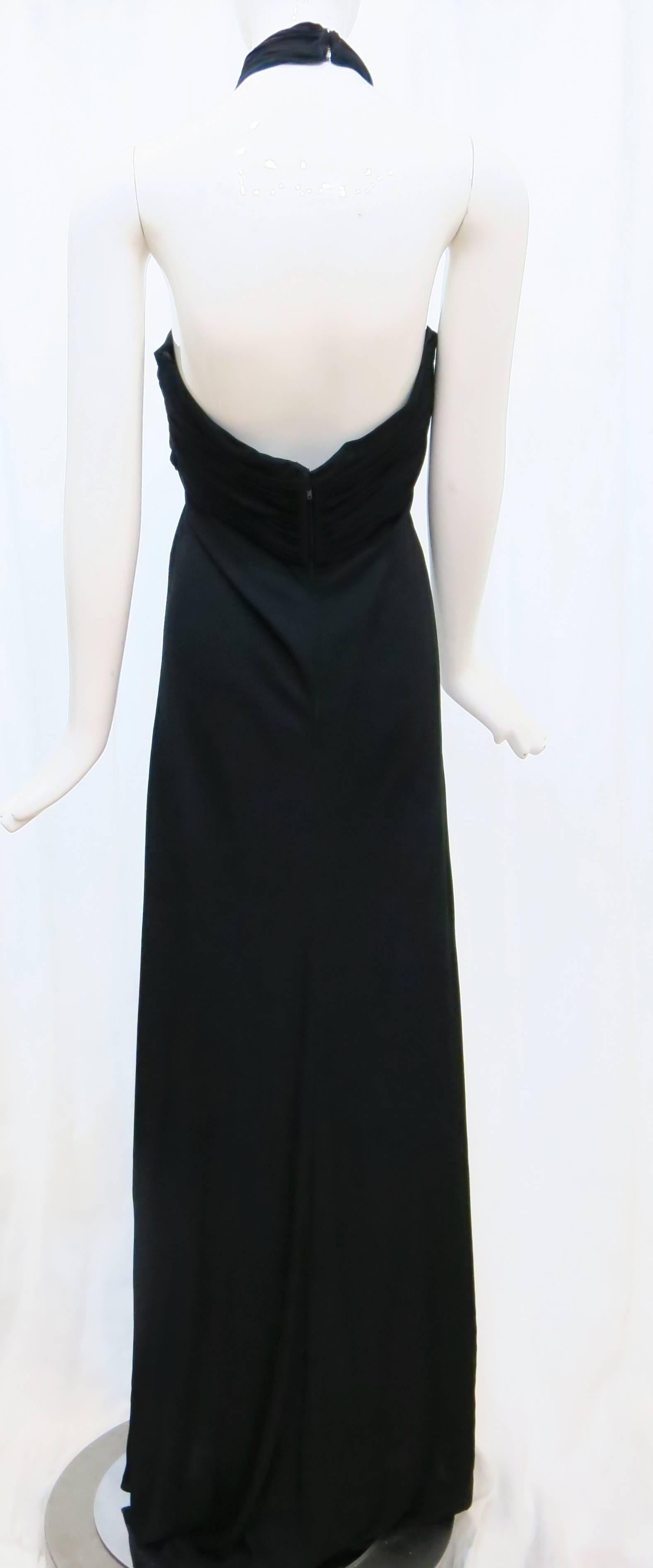 1970s Bill Tice for Malcolm Starr Black Halter Gown In Excellent Condition For Sale In Brooklyn, NY