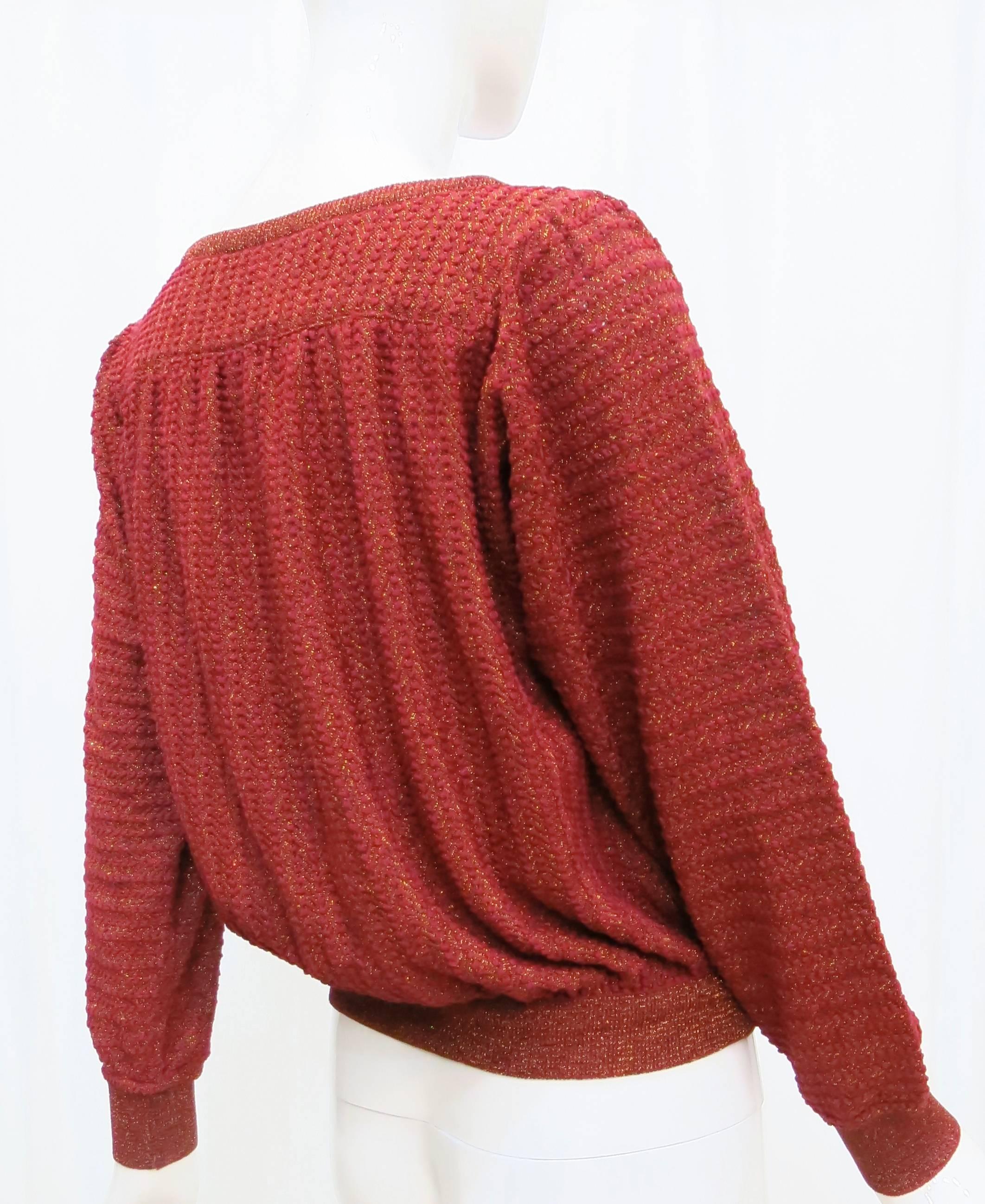 1980s Missoni Red Silk and Metallic Sweater 1