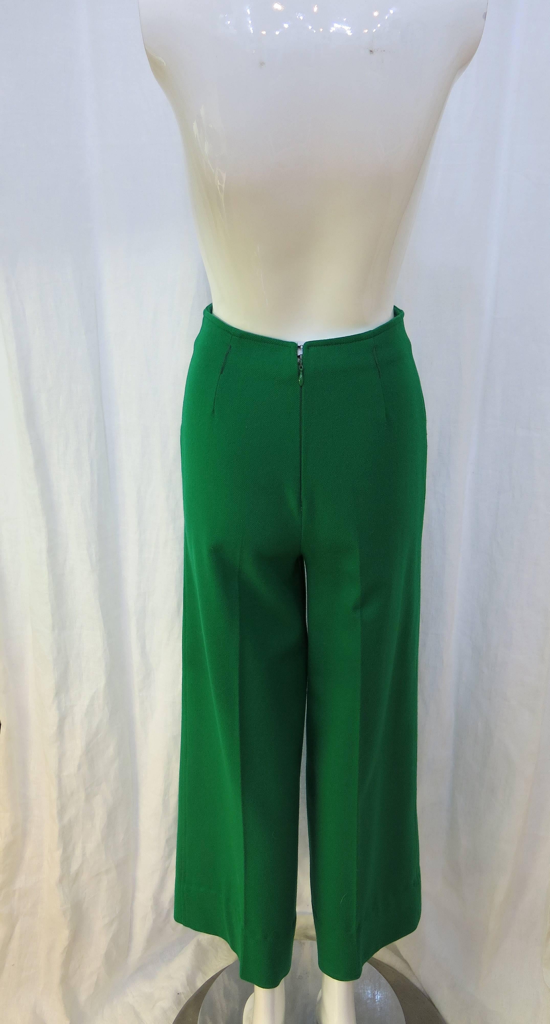 Black 1970's The Beene Bag Green Wool Pants