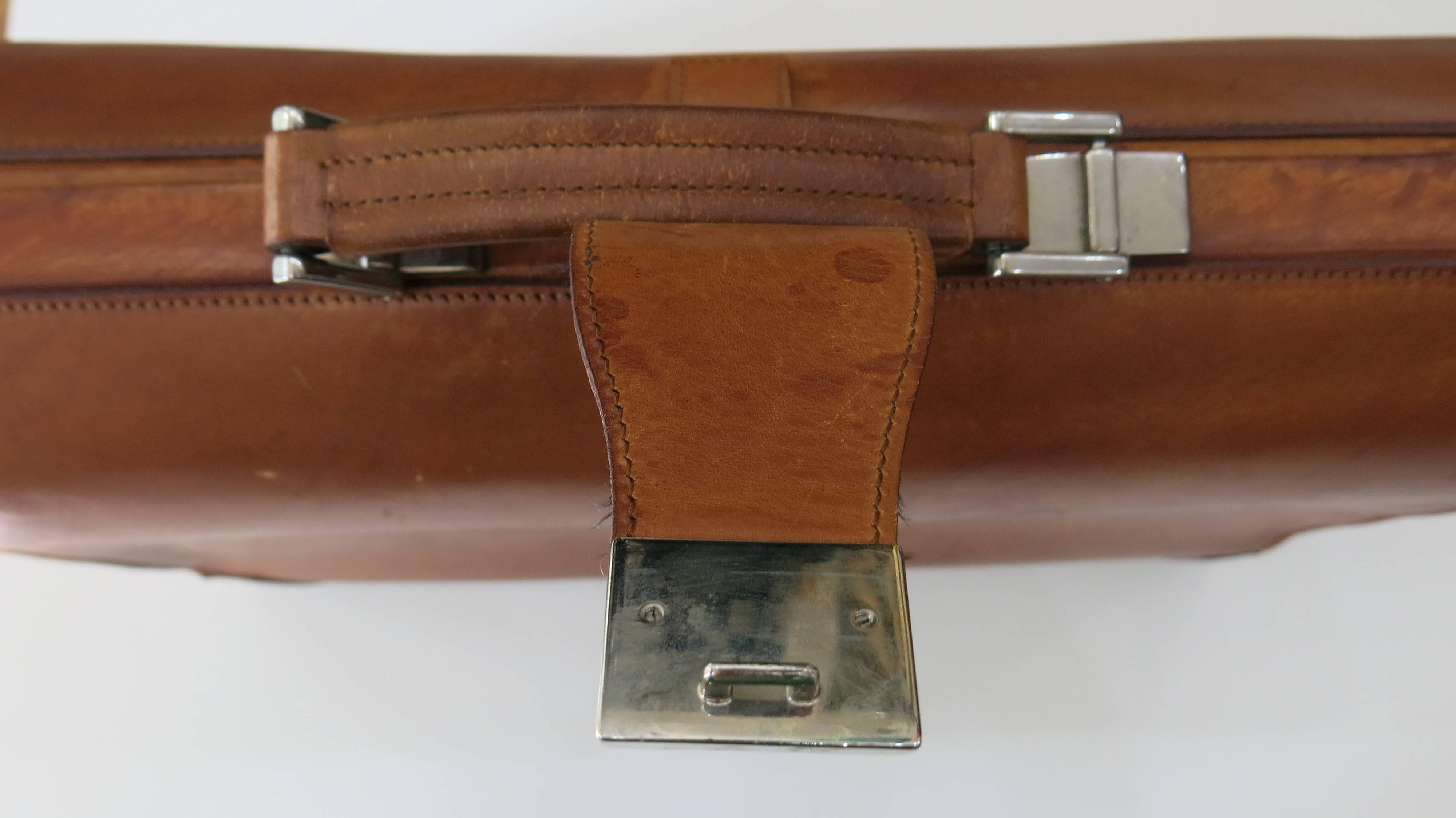 Prada Brown Leather Top Handle Carry-On Bag 2