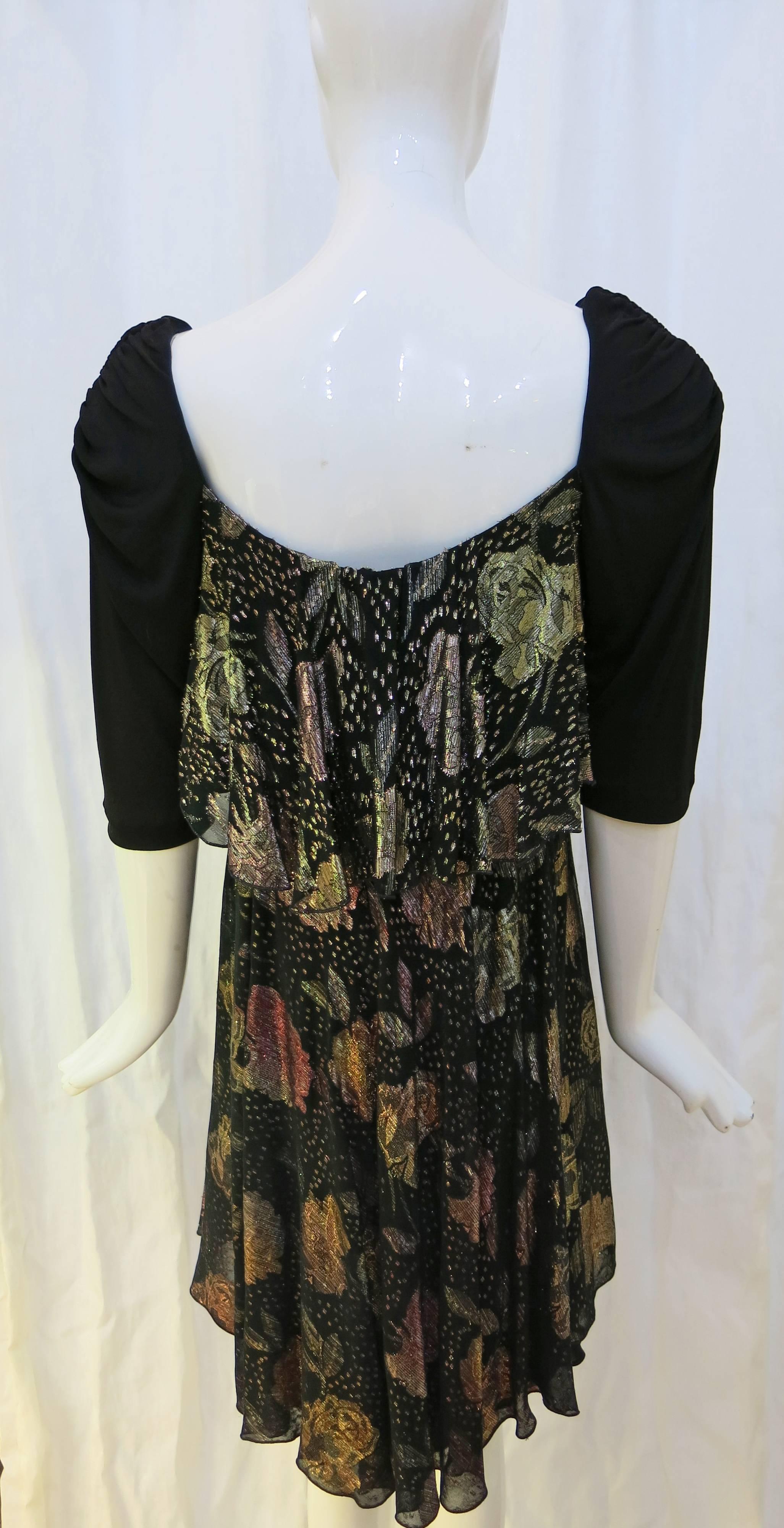 Black Holly Harp Metallic Jersey Off-Shoulder Dress For Sale