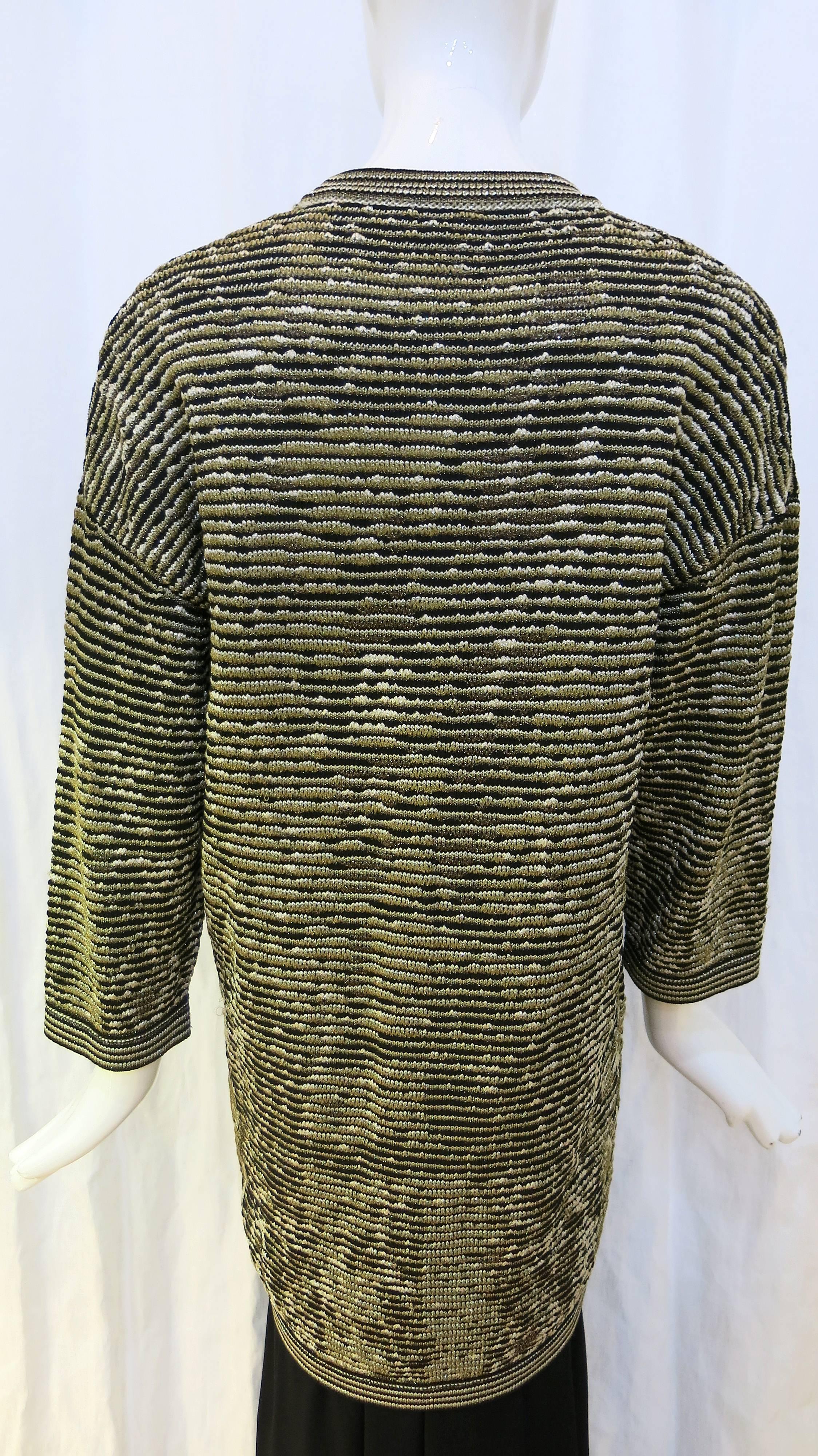 1990's M Missoni Black and Gold Metallic Oversized Knit Cardigan In Excellent Condition For Sale In Brooklyn, NY