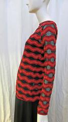1990's M Missoni Red Black Sheer Panel Knit Top