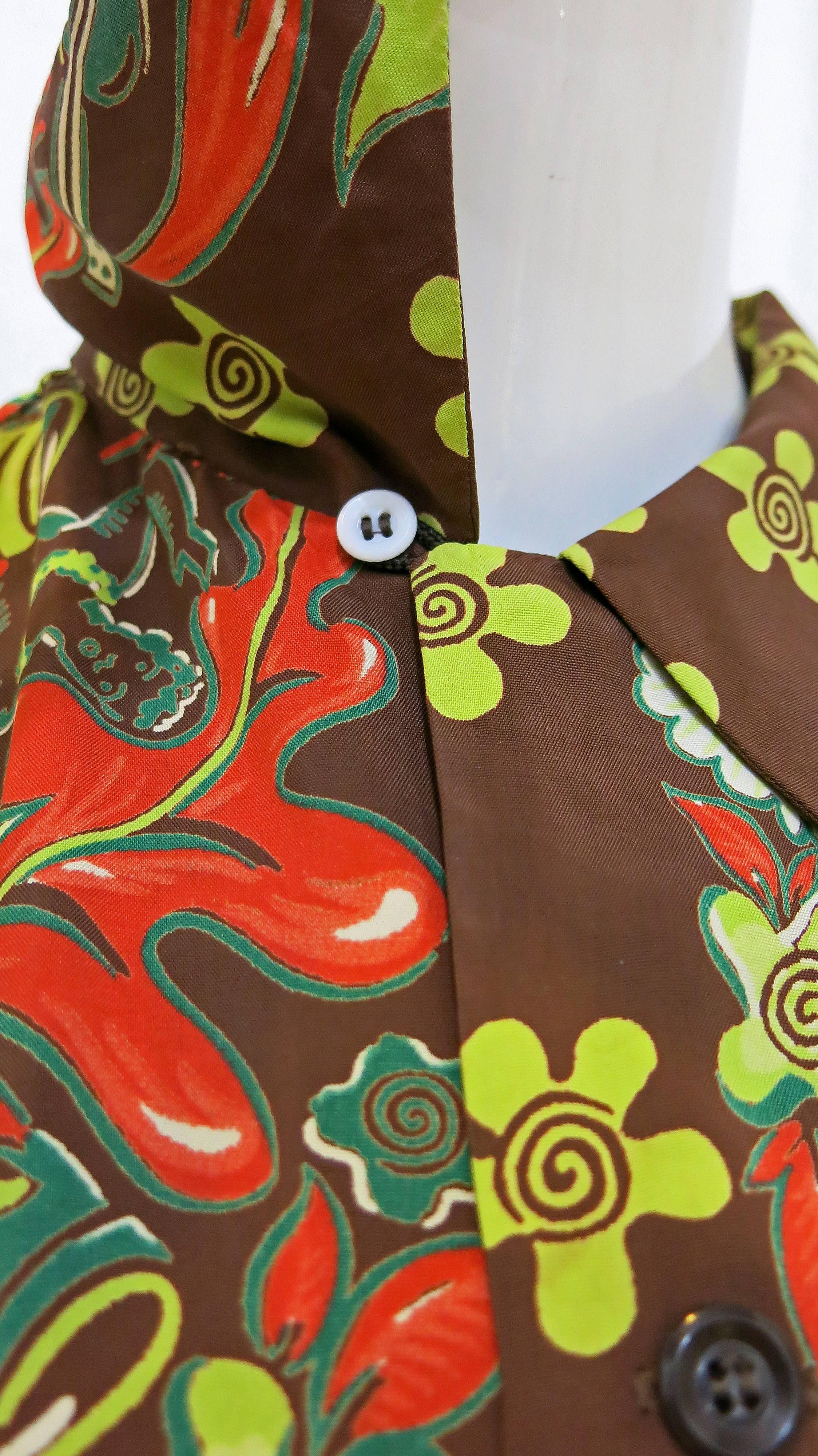 Brown 1940's Rare Silk Ukulele Hawaiian Shirt 