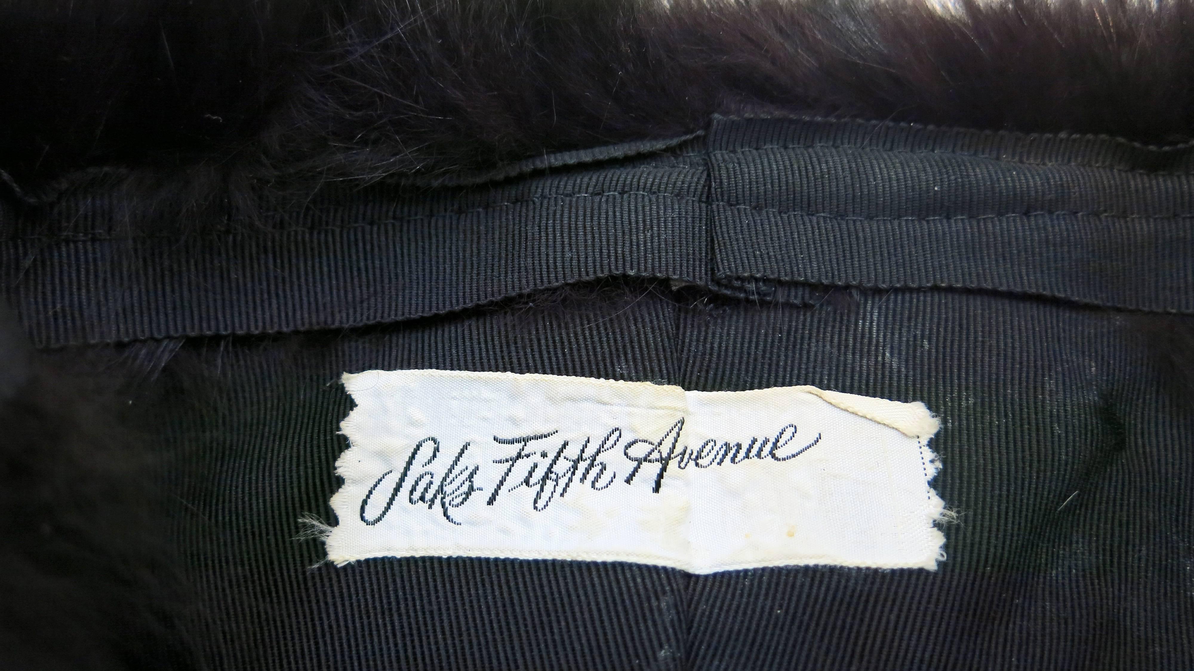 1970's Saks Fifth Avenue Black Fox Fur Hat  4
