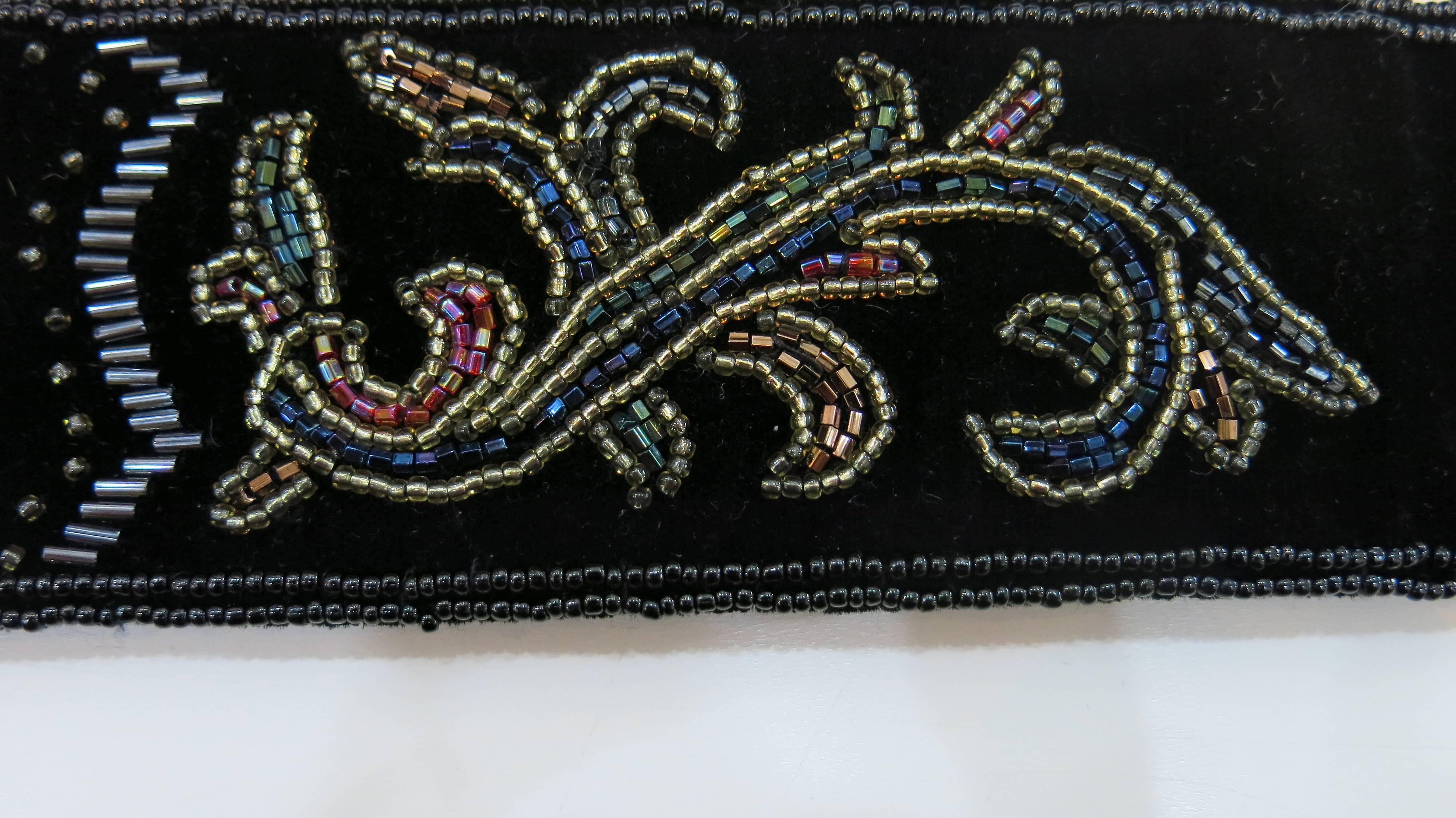 Women's or Men's 1980s La Regale Velour Sequin Embellished Belt For Sale