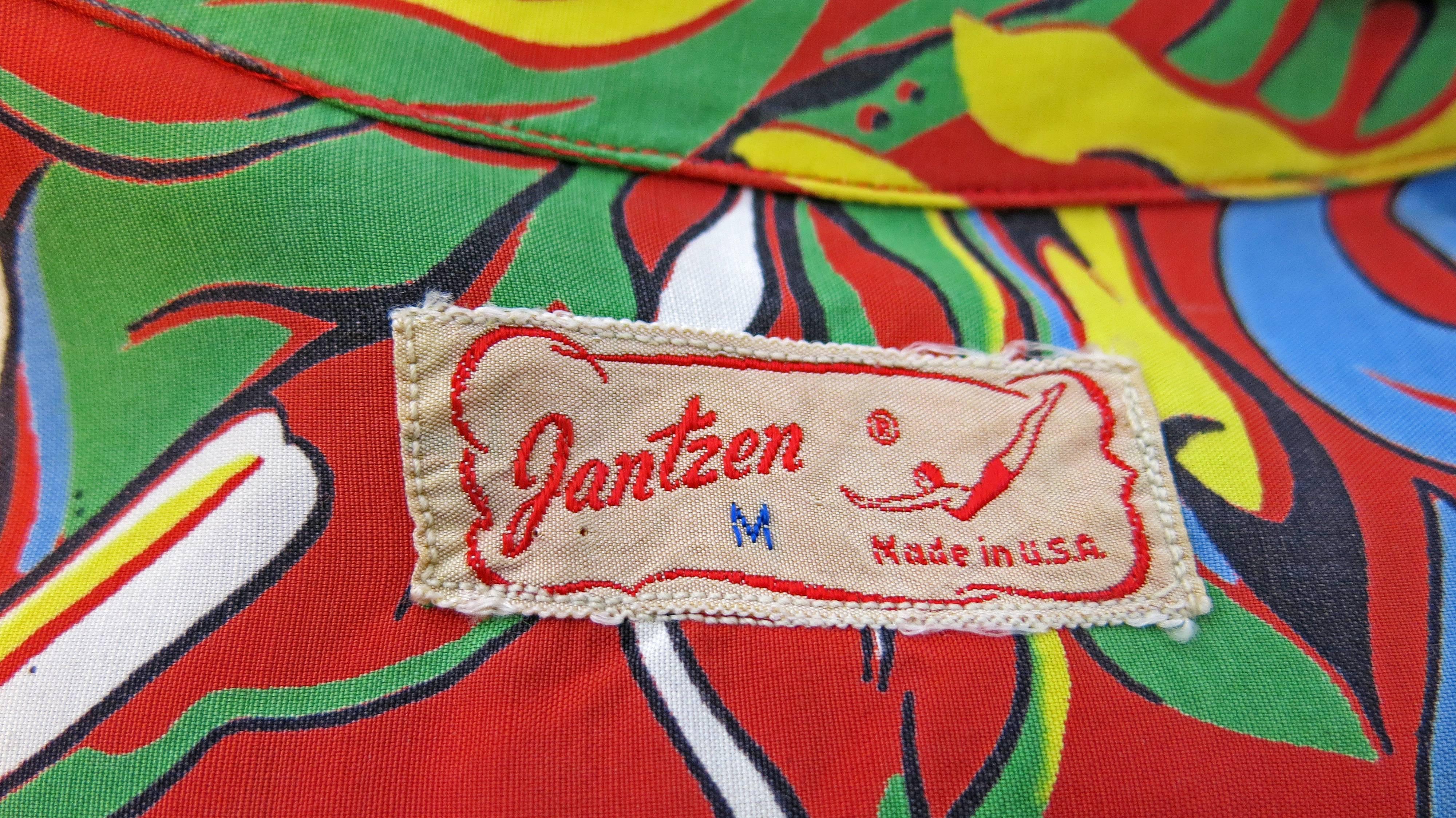 1940s Jantzen Red Rayon Hawaiian Shirt 5