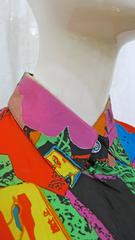 Louis Feraud abstract Warhol print Silk Top, 1980s